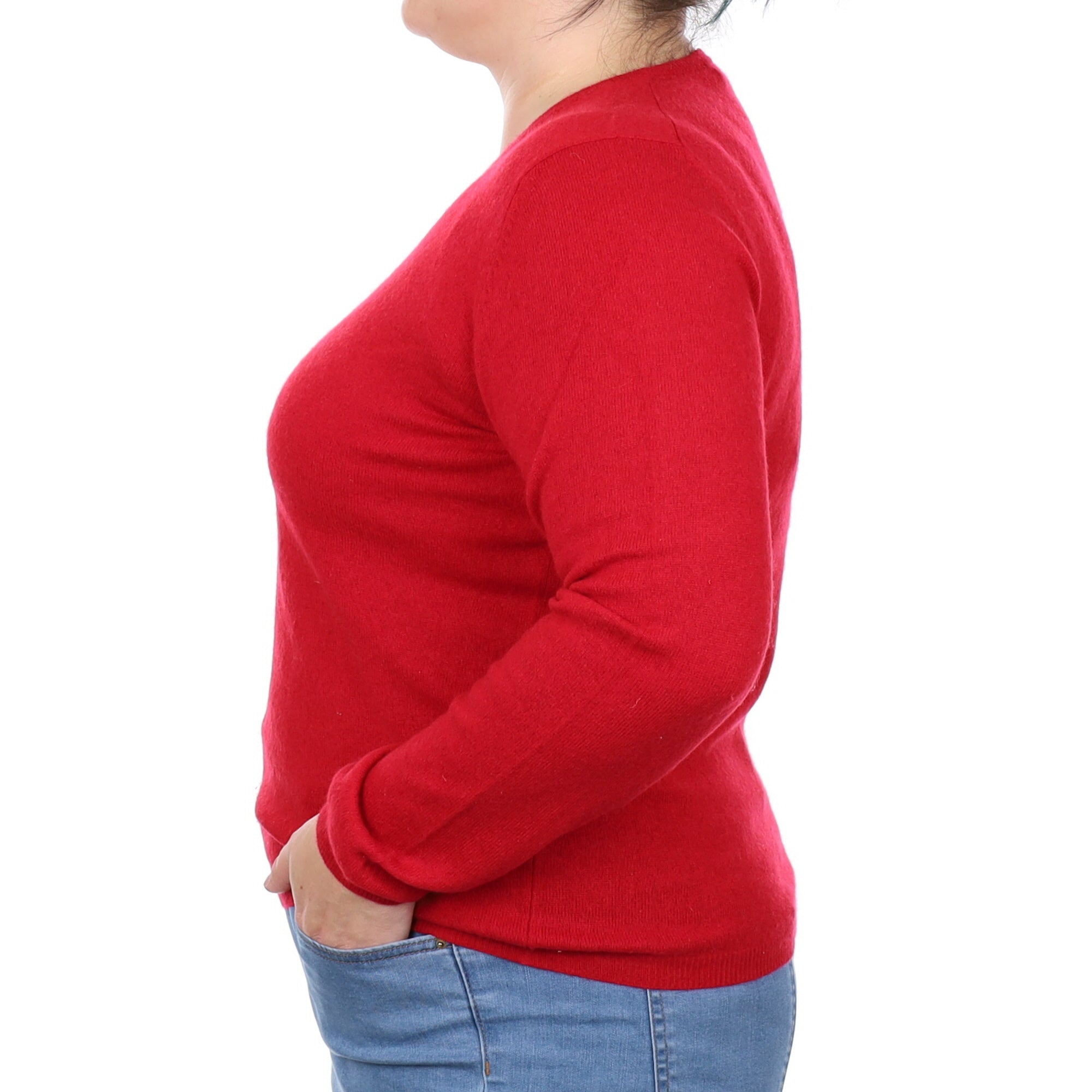Berry Red Cashmere Crew Neck Jumper Large
