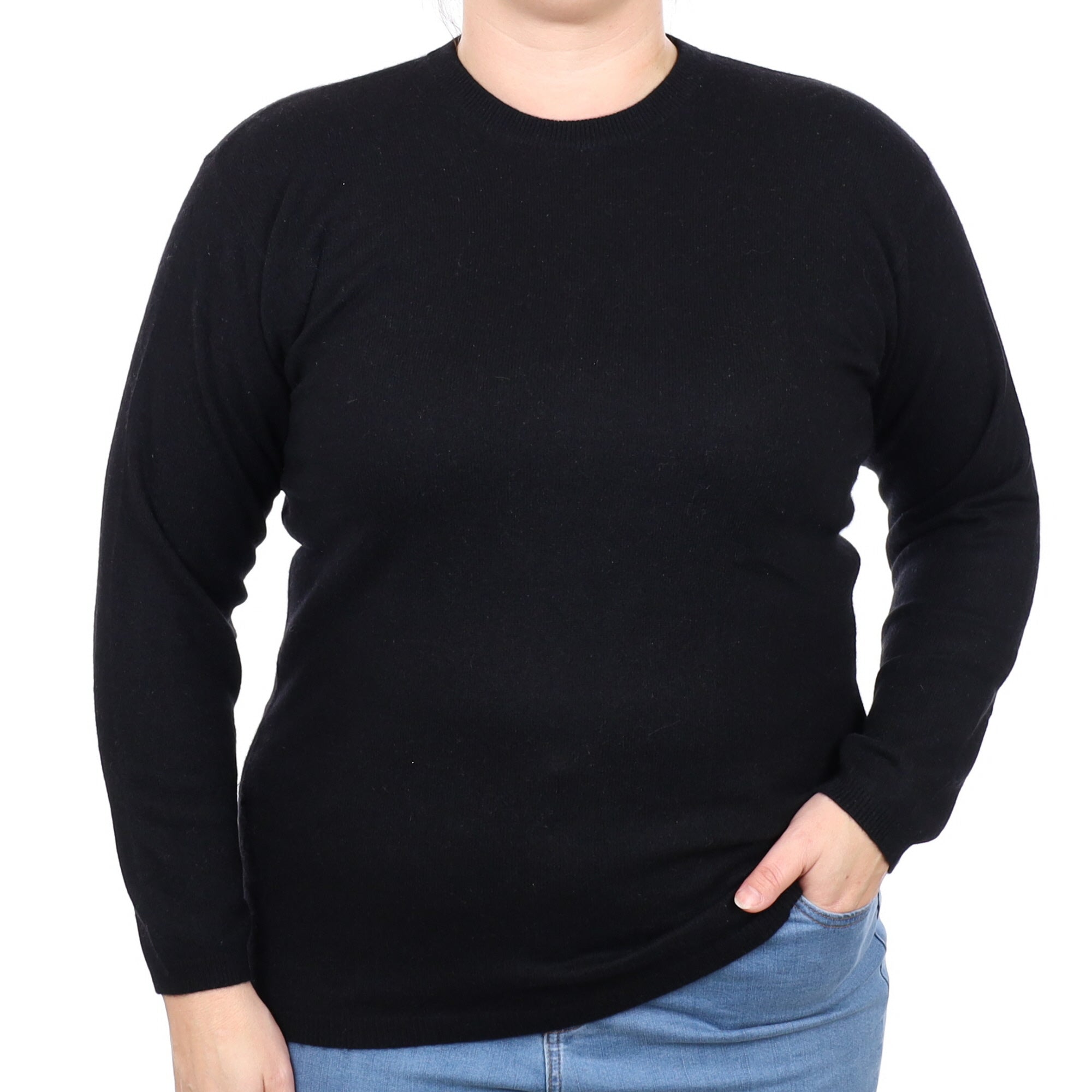 Black Cashmere Crew Neck Jumper Large