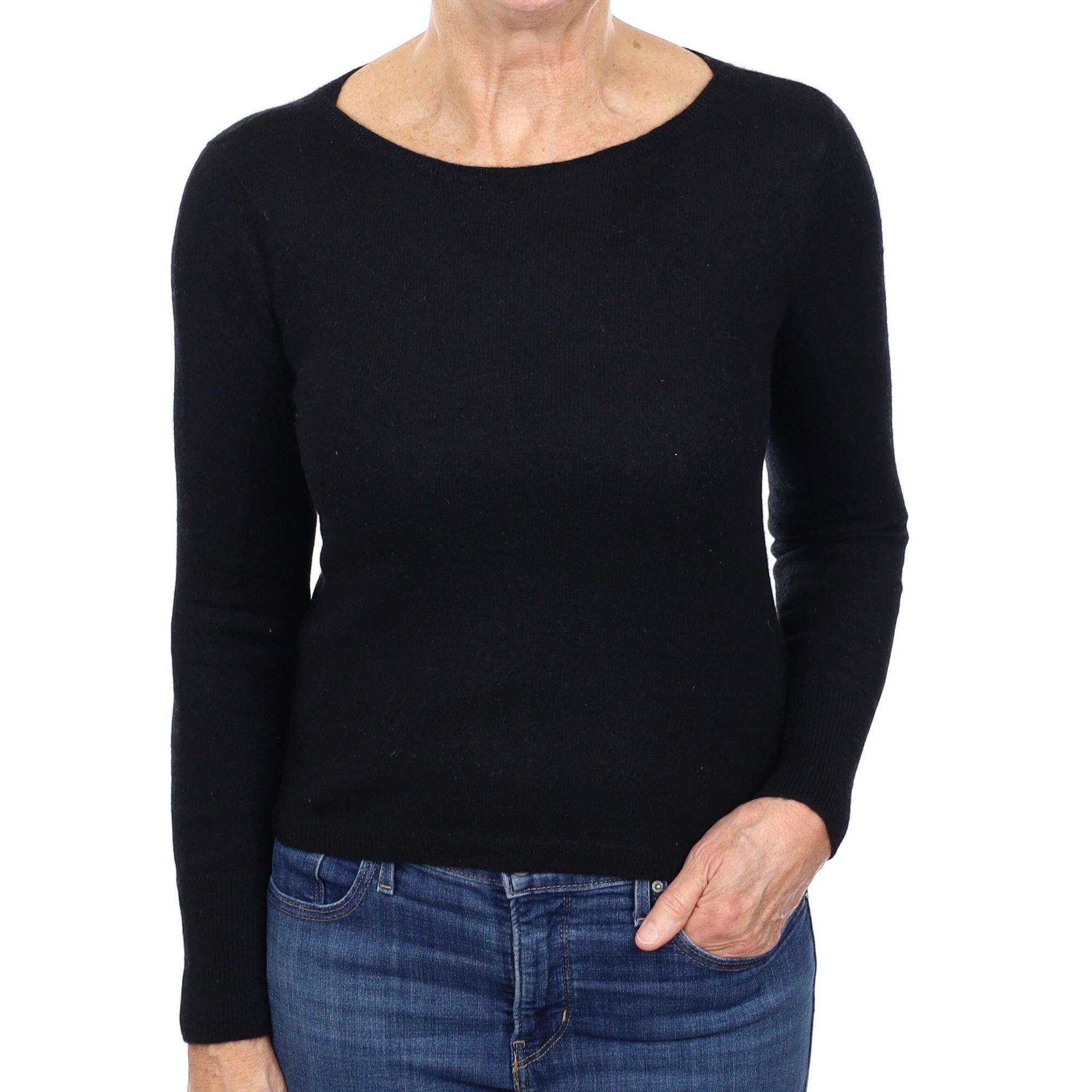 Black Cashmere Crew Neck Jumper Medium