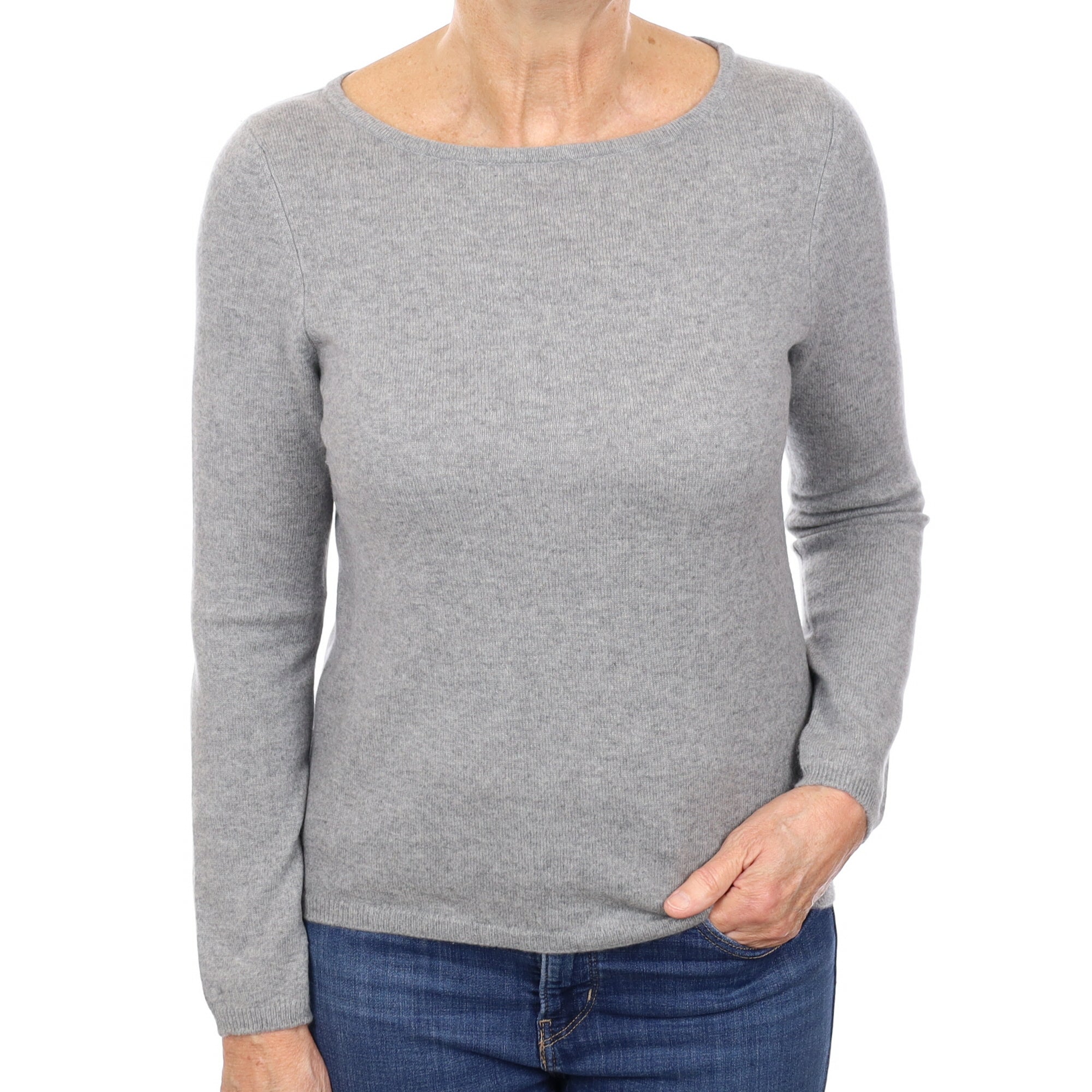 Ash Grey Cashmere Crew Neck Jumper Medium