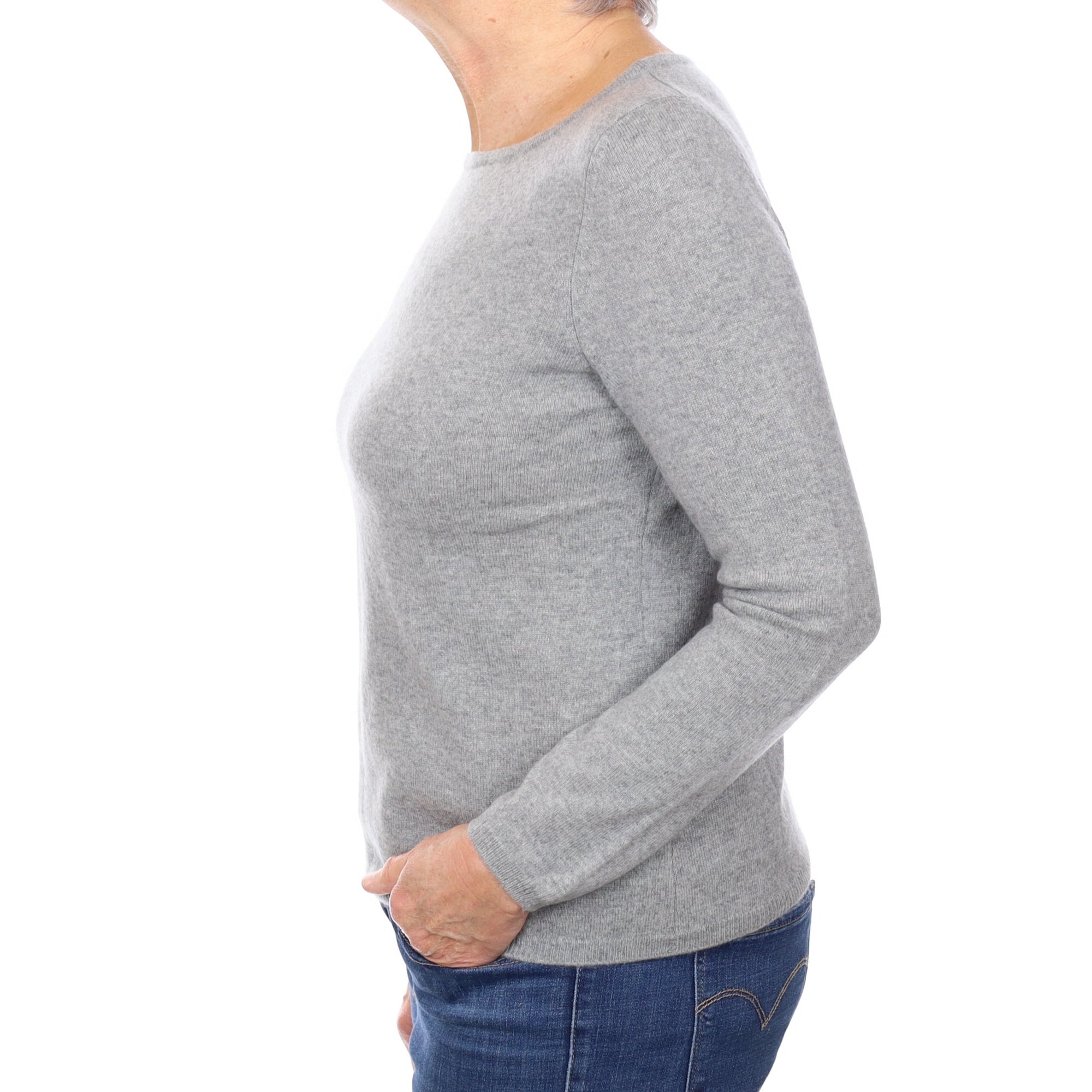 Ash Grey Cashmere Crew Neck Jumper Medium