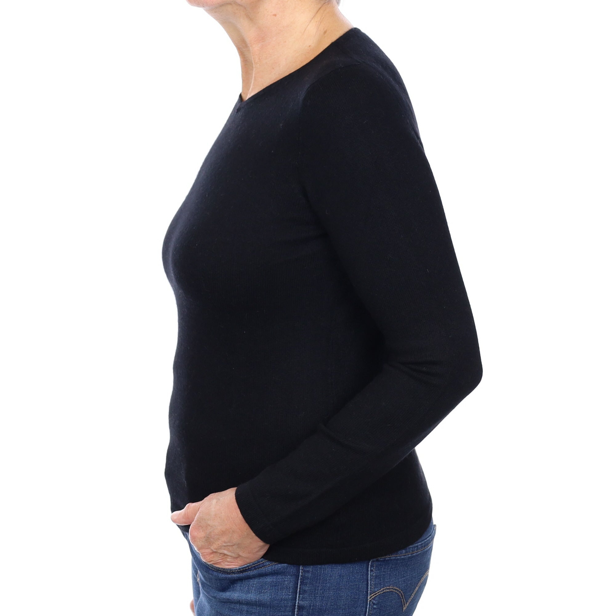 Black Cashmere V Neck Jumper Medium