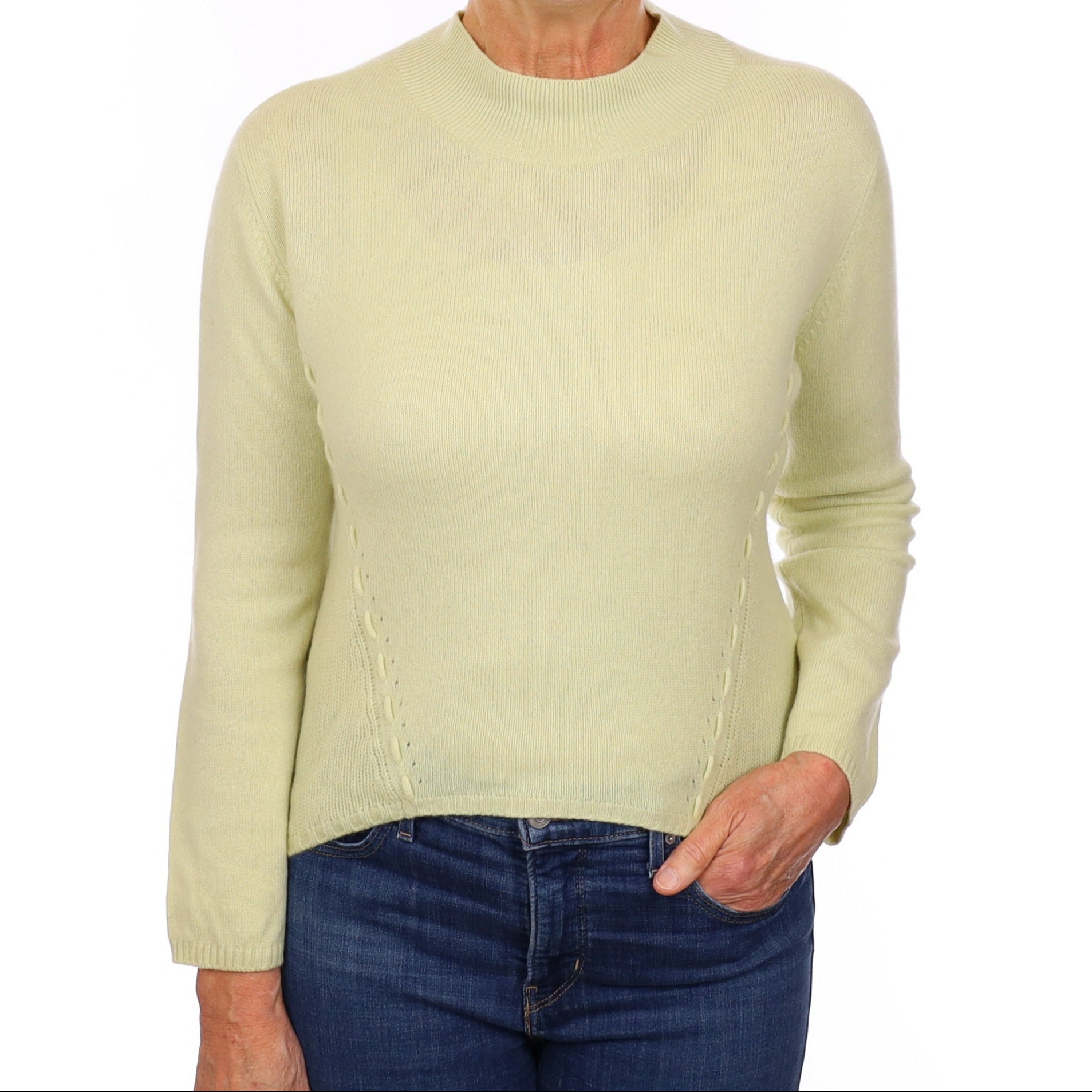 Soft Lime Green Cashmere Turtle Neck Jumper Medium