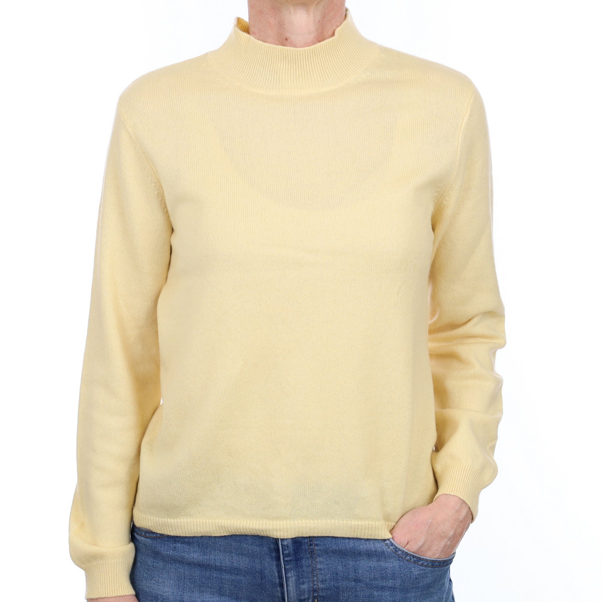 Custard Yellow Cashmere Turtle Neck Jumper Small