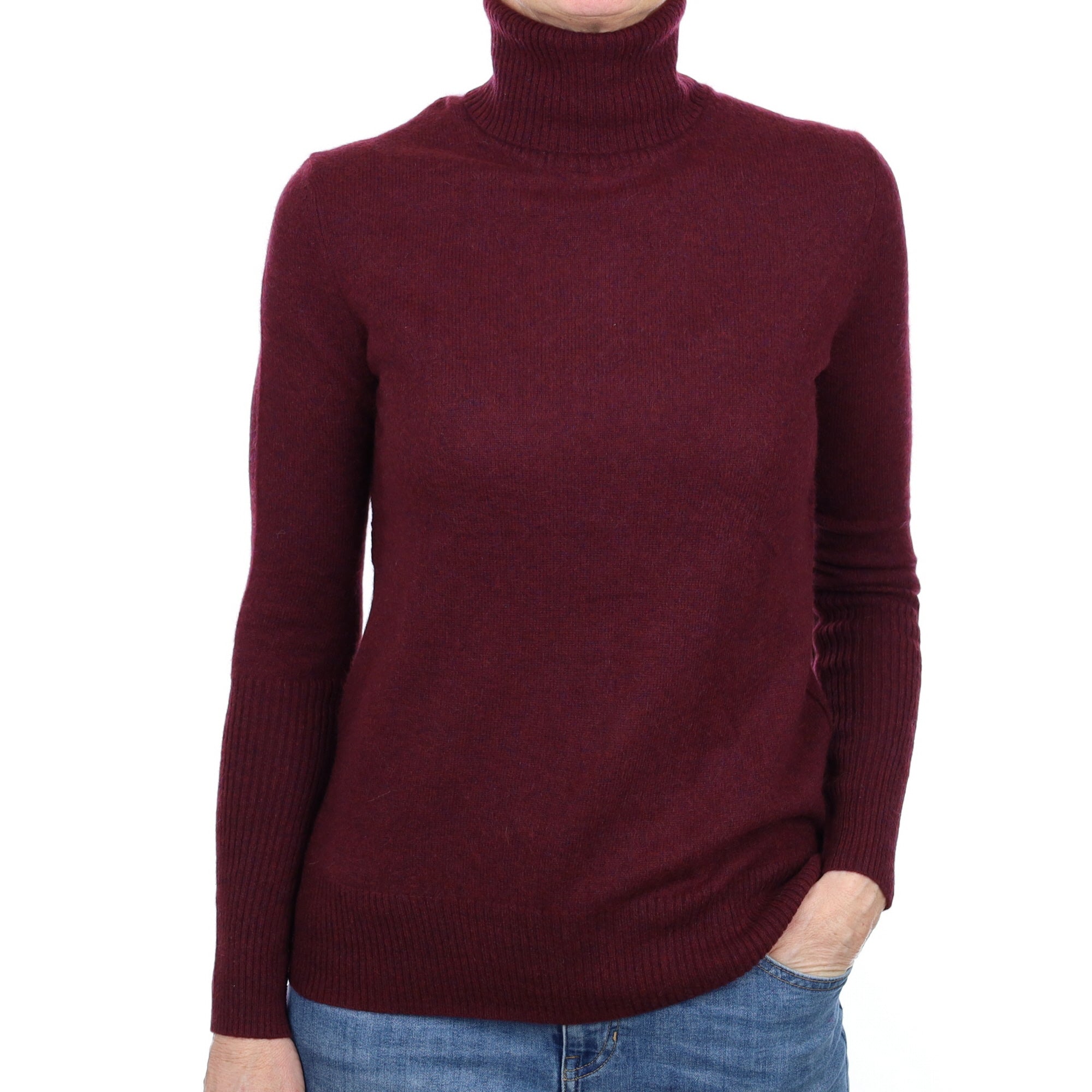 Mulberry Purple Cashmere Polo Neck Jumper Small