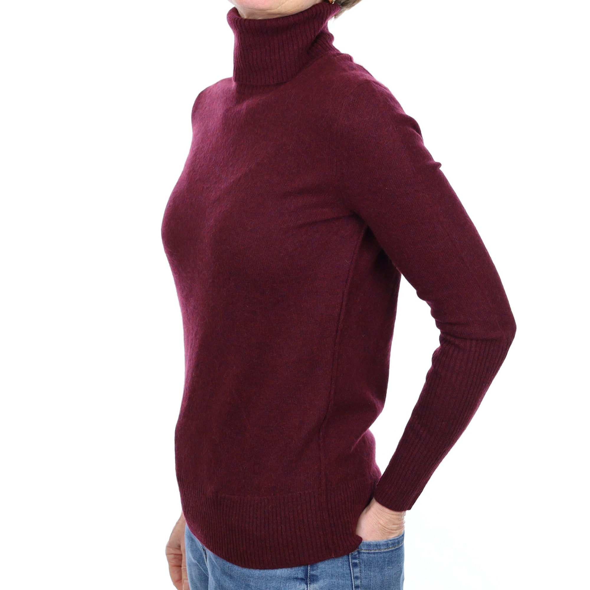 Mulberry Purple Cashmere Polo Neck Jumper Small