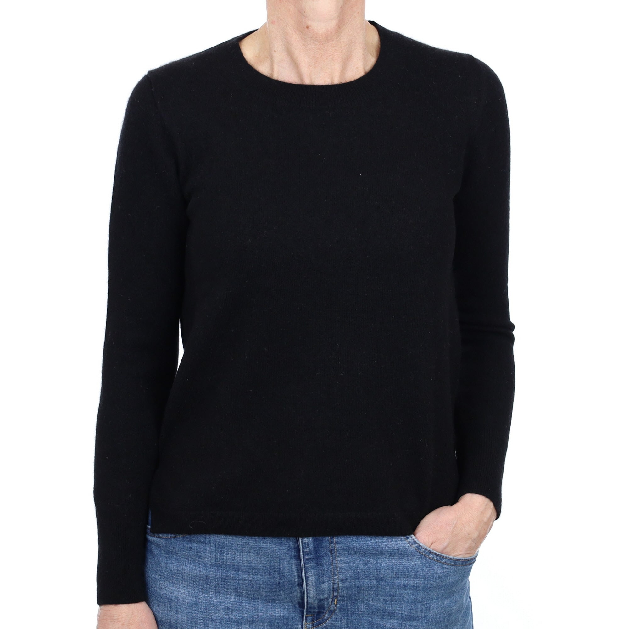 Black Cashmere Crew Neck Jumper Small