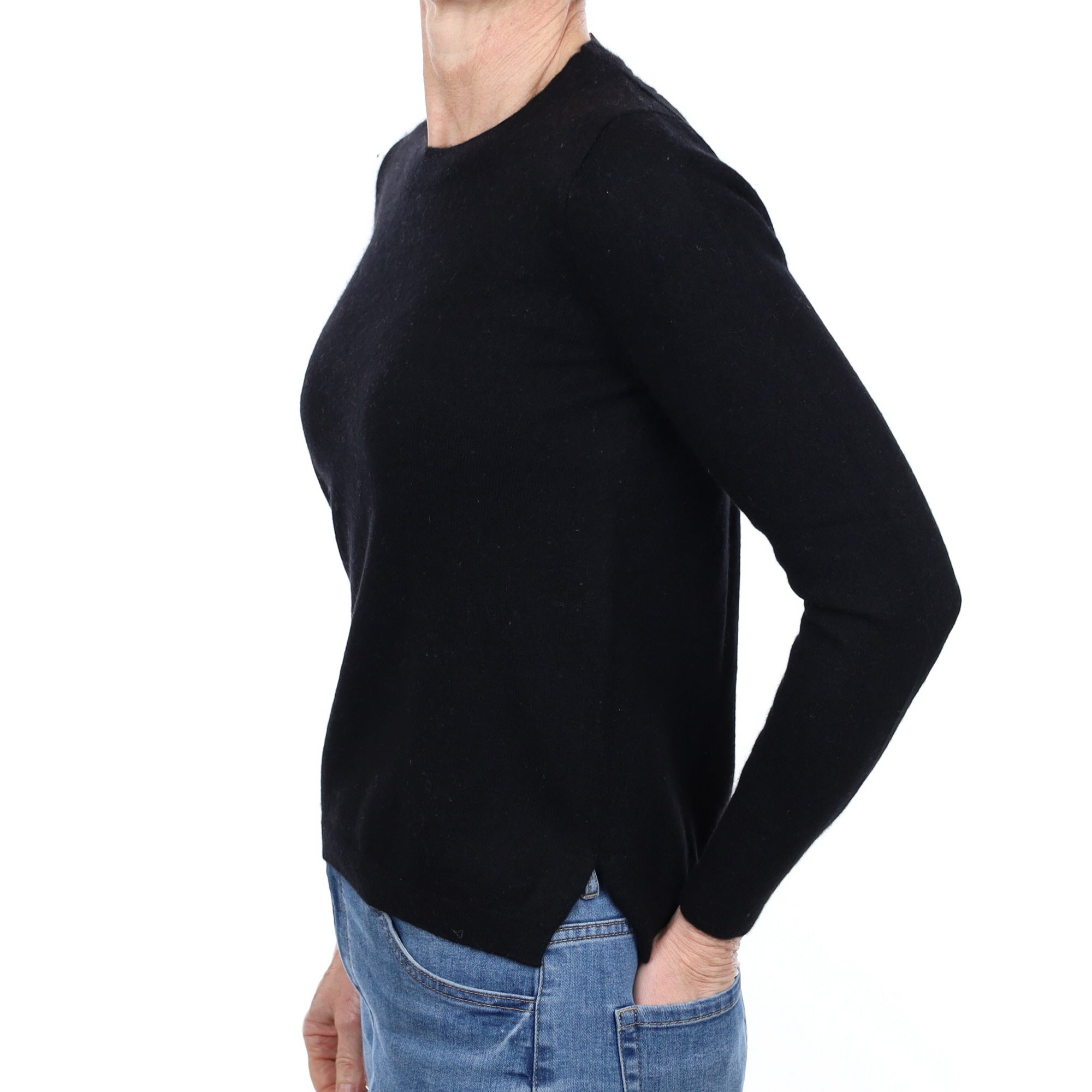 Black Cashmere Crew Neck Jumper Small