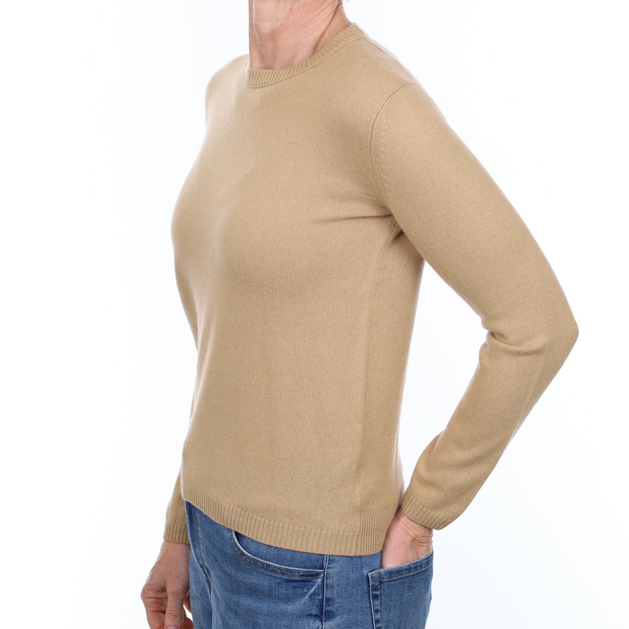 Caramel Brown Cashmere Crew Neck Jumper Small
