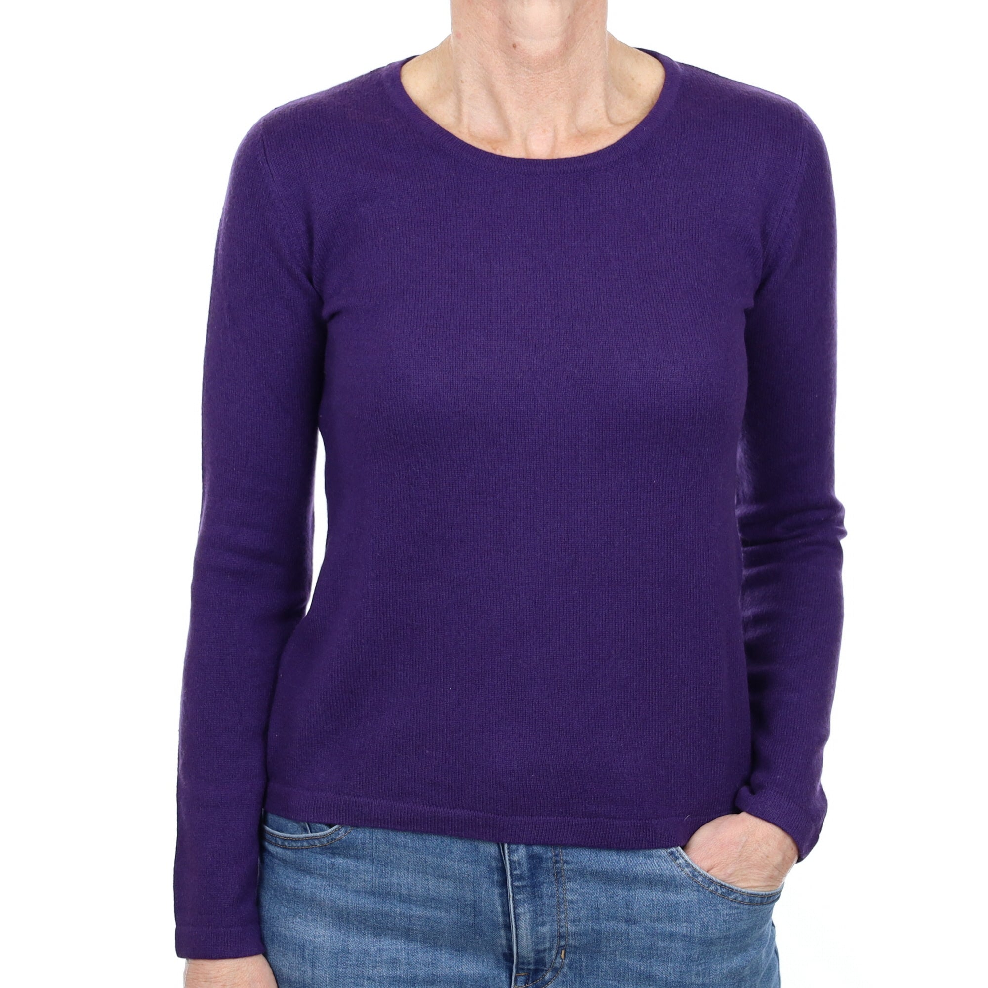 Iris Purple Cashmere Crew Neck Jumper Small