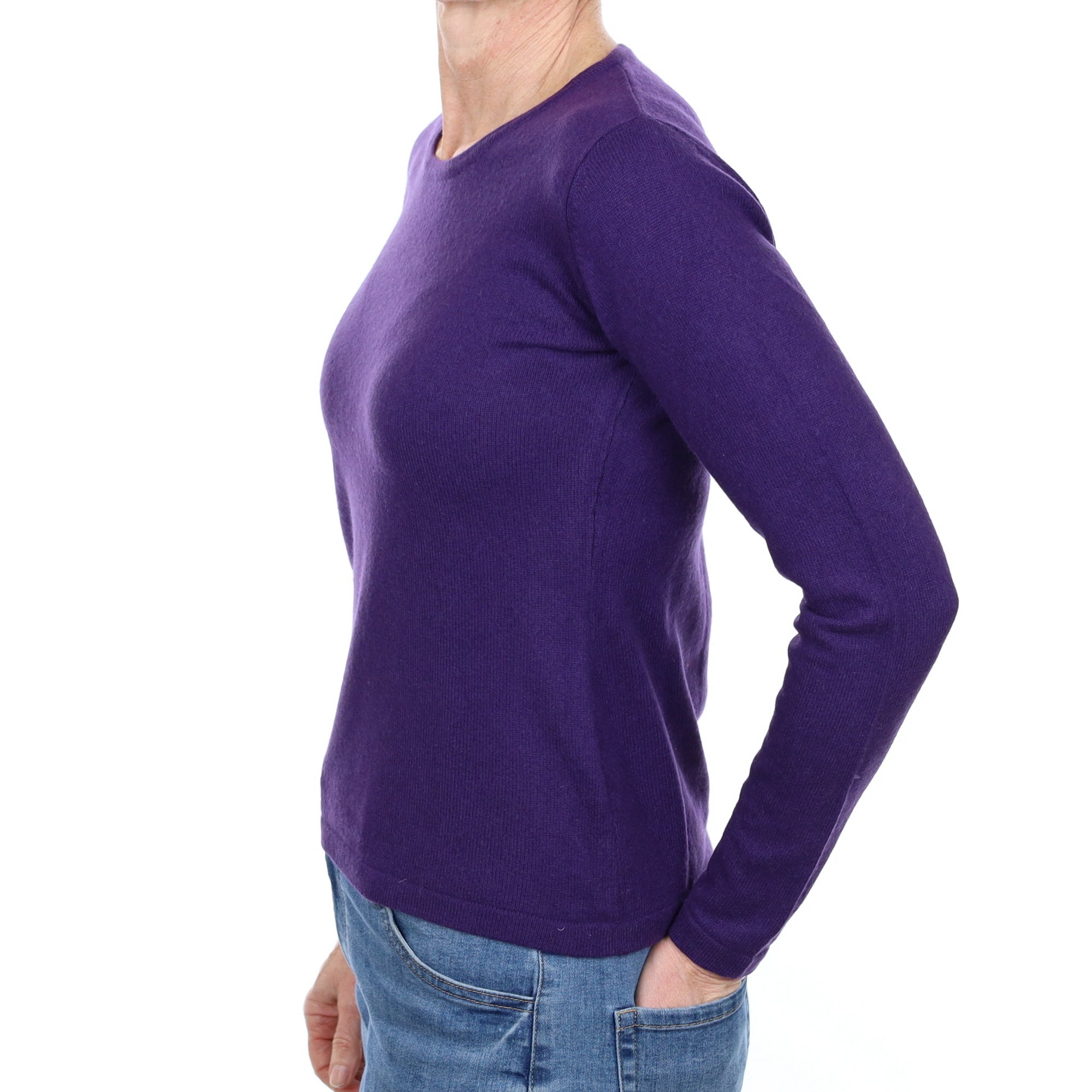 Iris Purple Cashmere Crew Neck Jumper Small