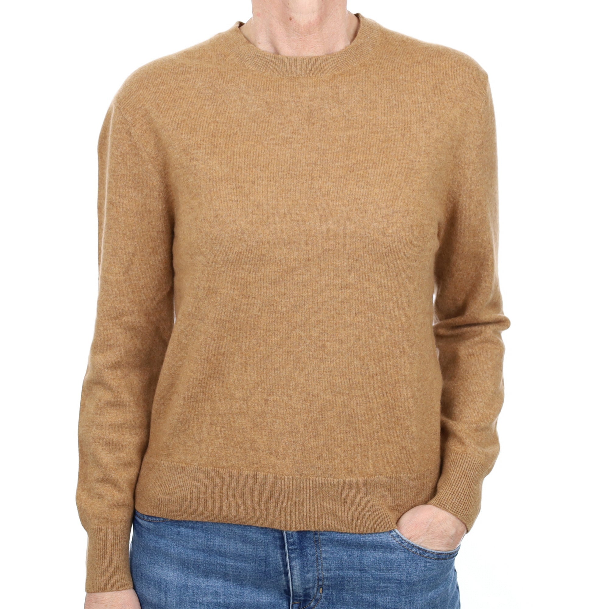 Butterscotch Brown Cashmere Crew Neck Jumper Small