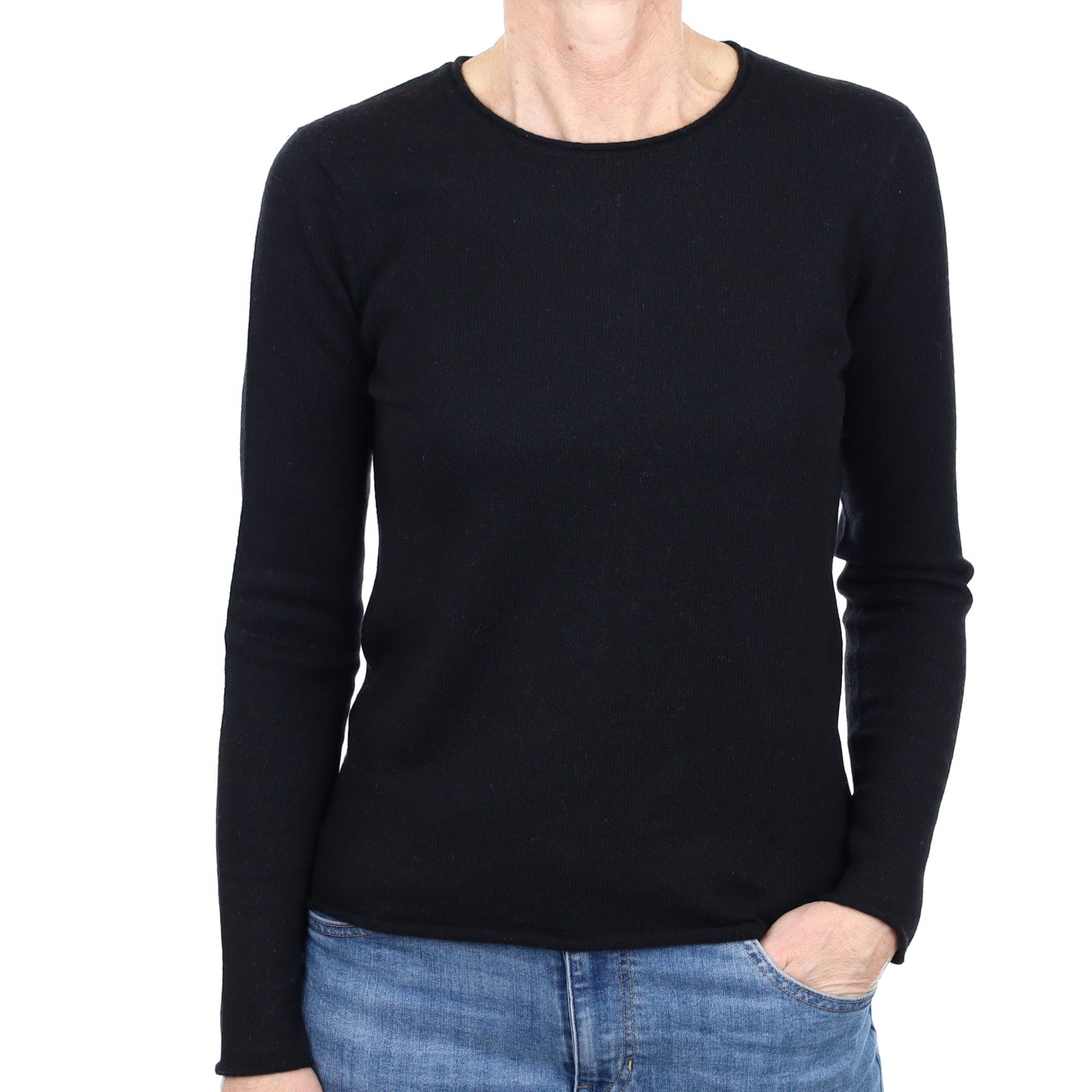 Black Cashmere Crew Neck Jumper Small