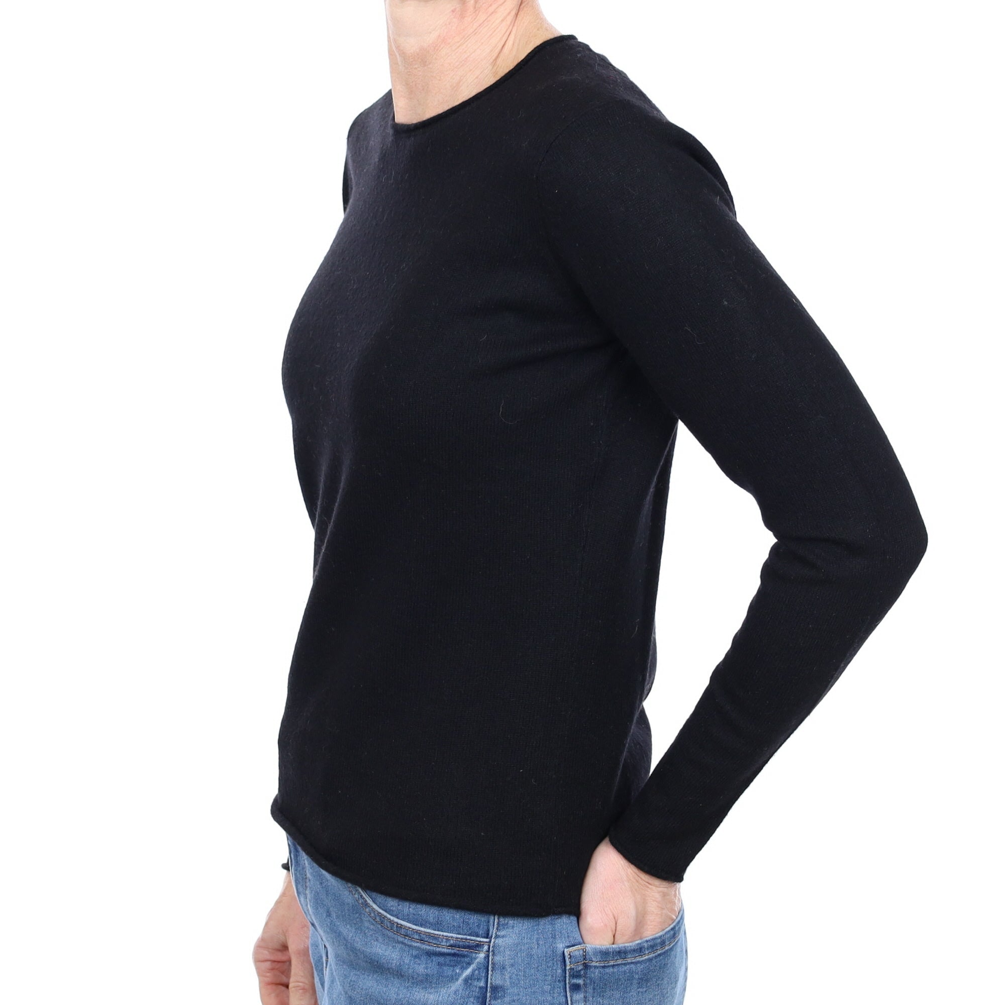 Black Cashmere Crew Neck Jumper Small