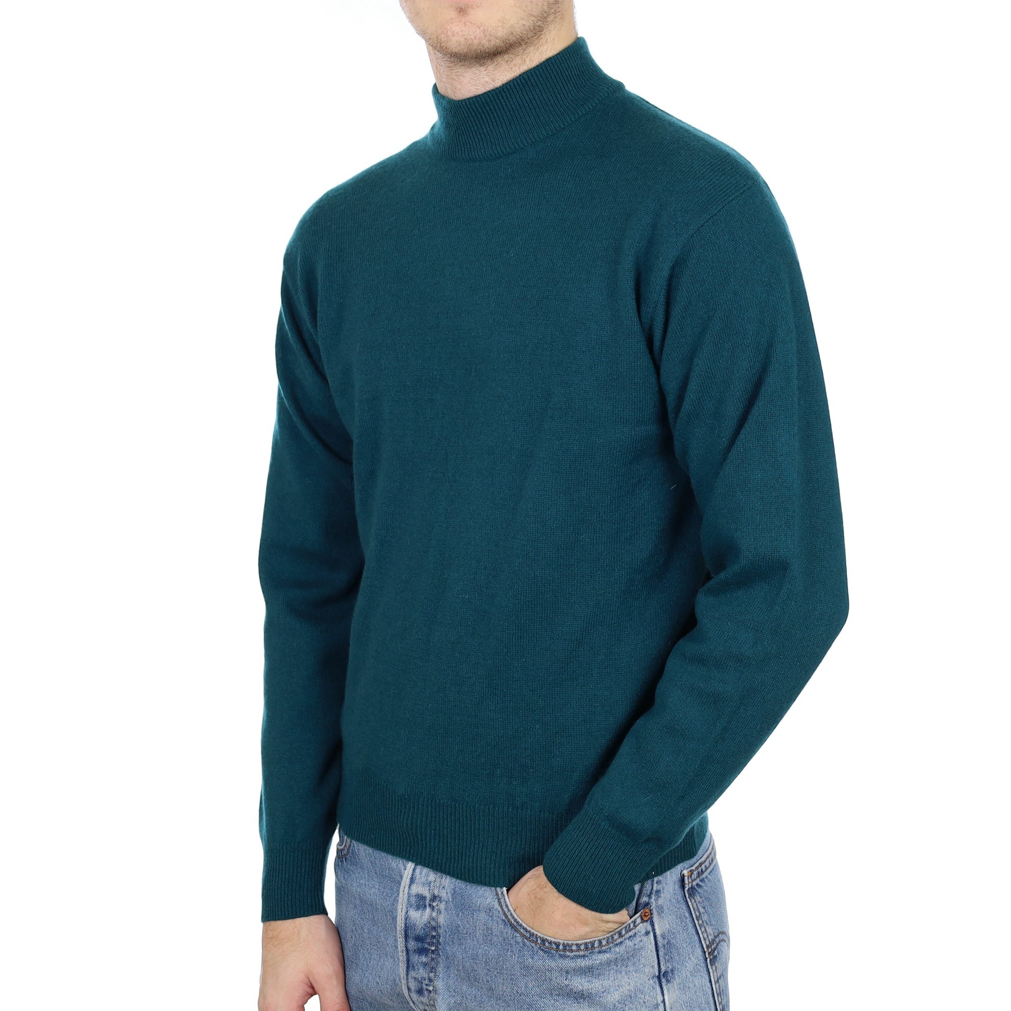 Men's Forest Green Cashmere Turtle Neck Jumper Medium