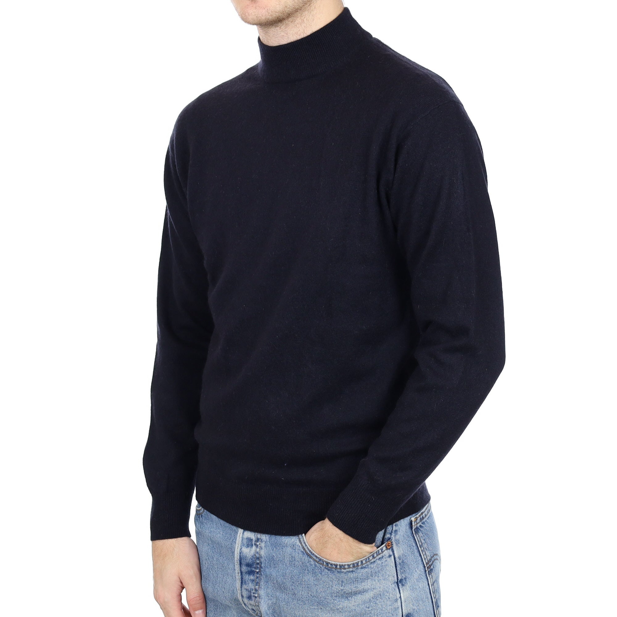 Men's Black Cashmere Turtle Neck Jumper Medium