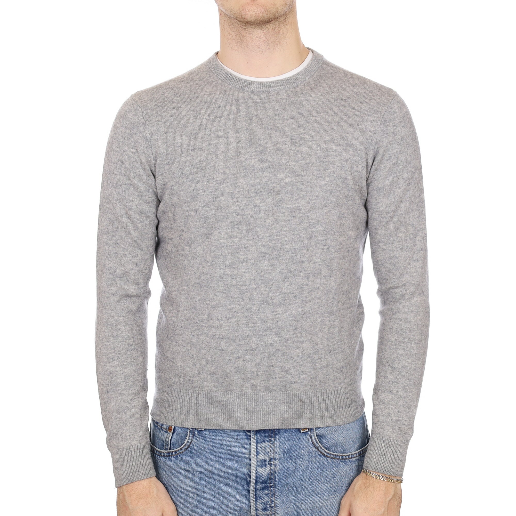 Men's Smoke Grey Cashmere Crew Neck Jumper Medium