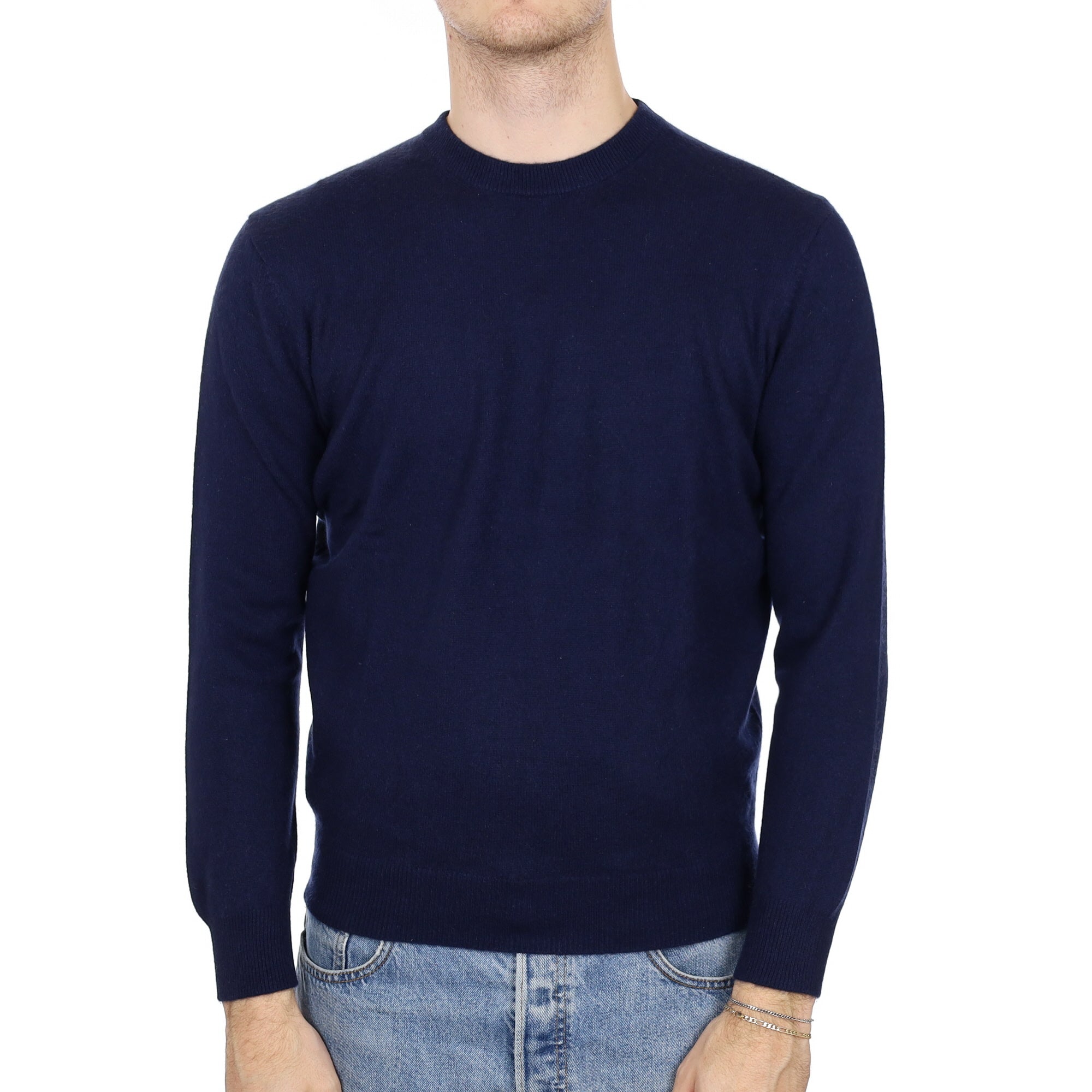 Men's Navy Blue Cashmere Crew Neck Jumper Medium