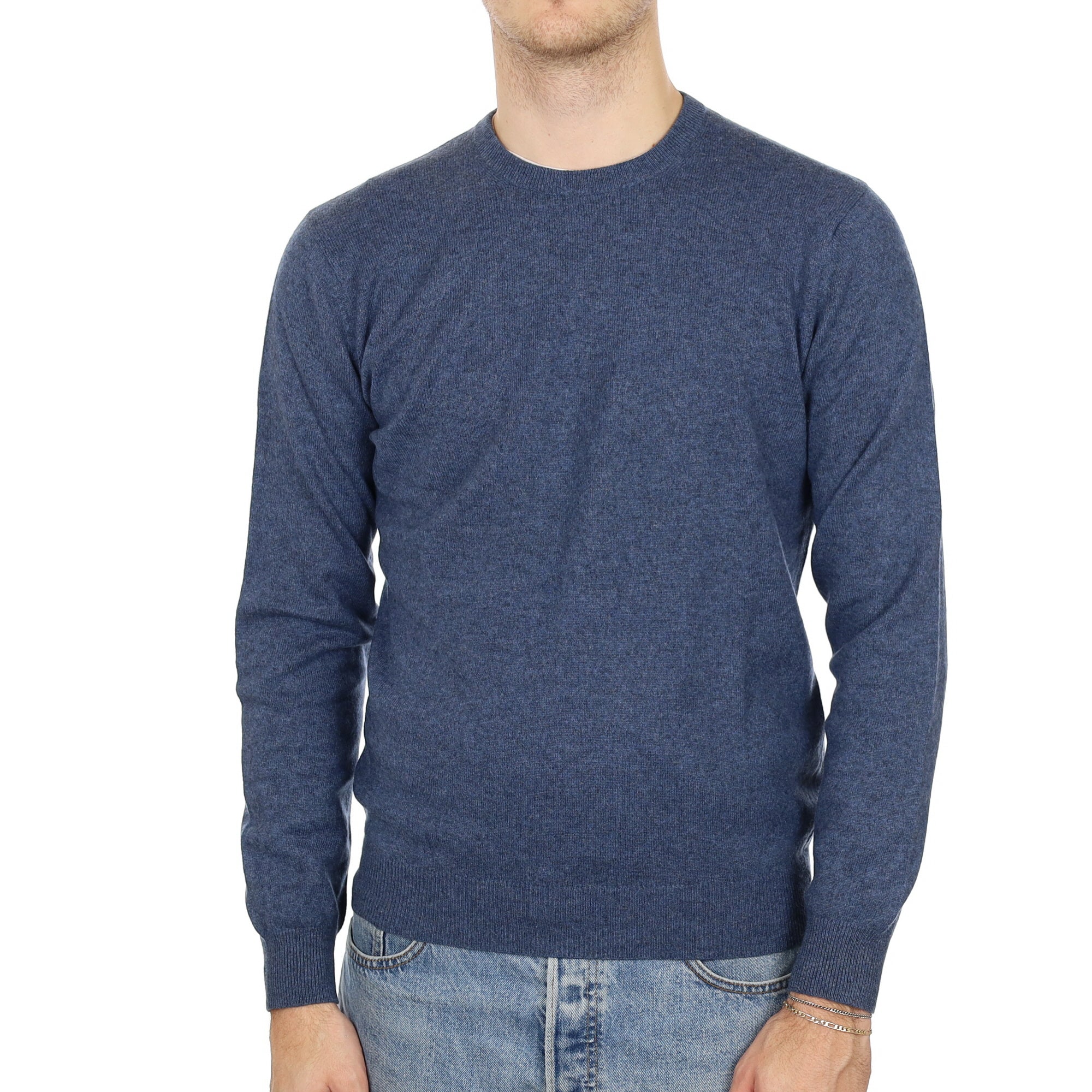 Men's Naval Blue Cashmere Crew Neck Jumper Medium