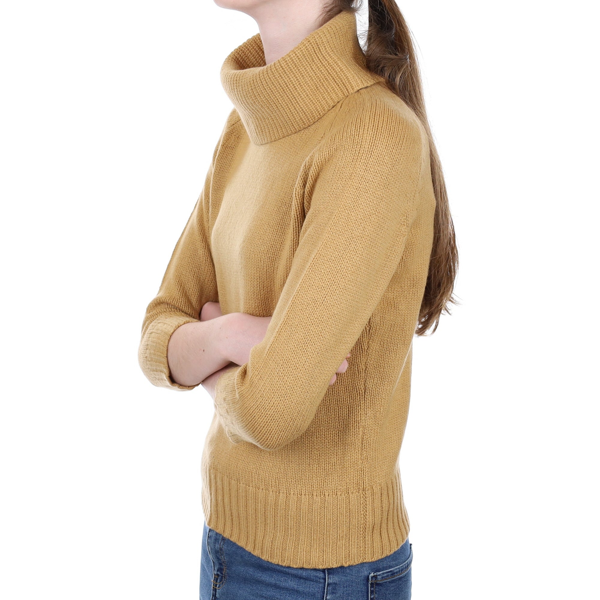 Butterscotch Cashmere Polo Neck Jumper Extra Small