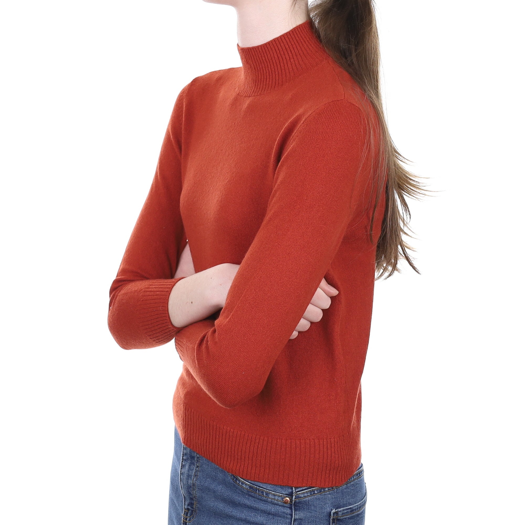 Paprika Orange Cashmere Turtle Neck Jumper Extra Small