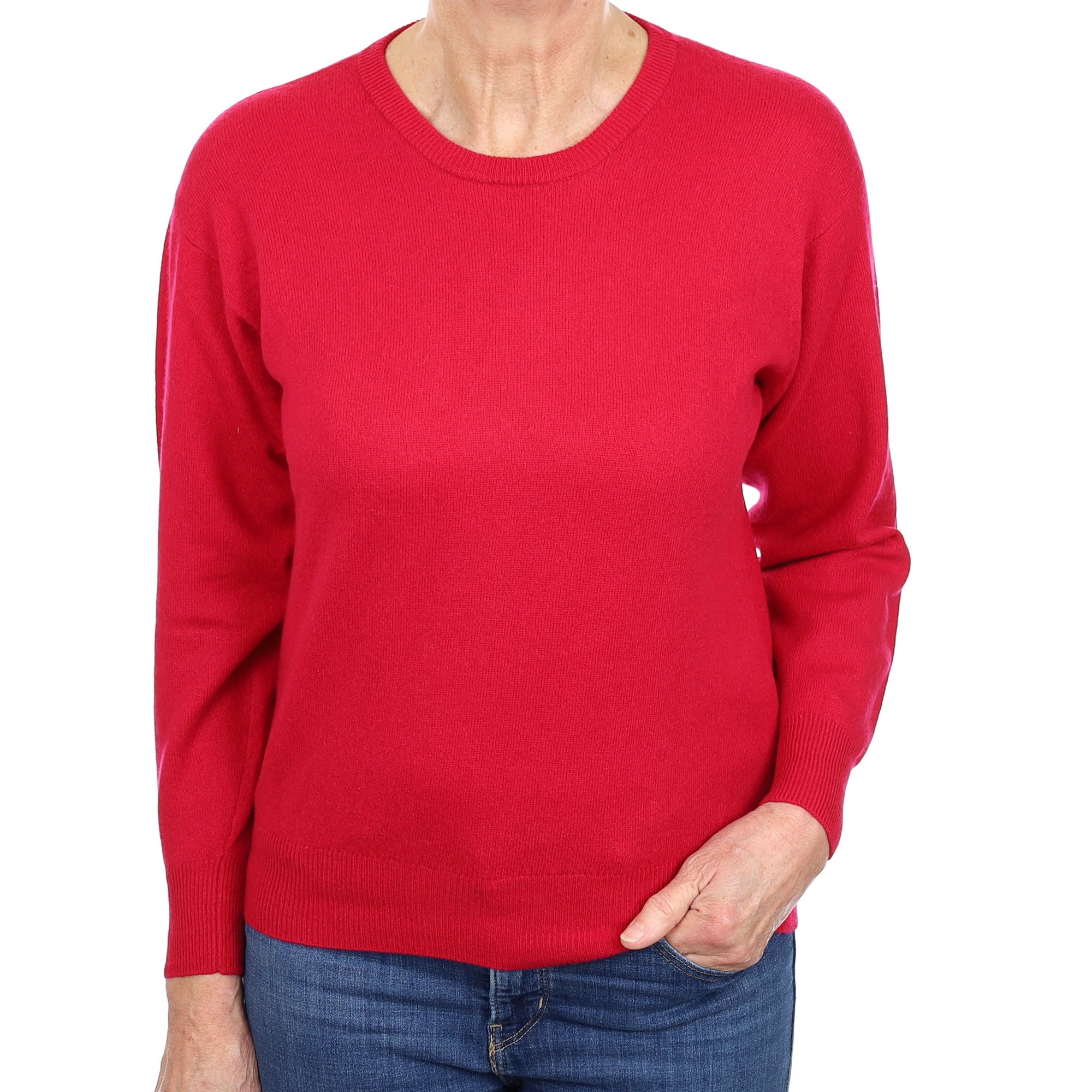Ruby Red Cashmere Crew Neck Jumper Medium