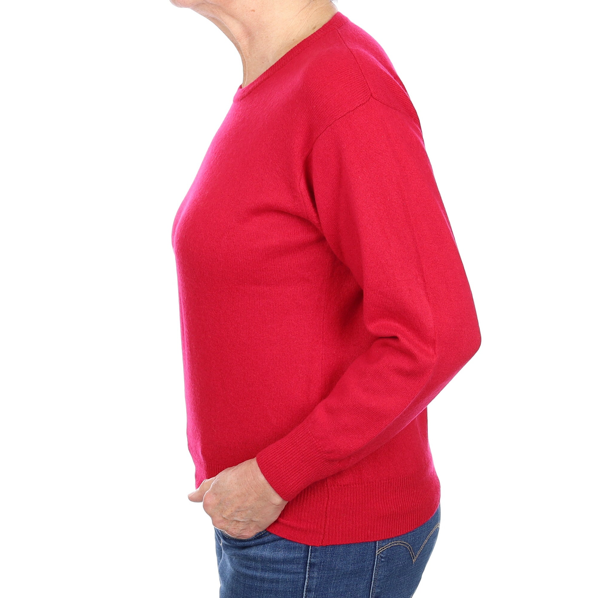 Ruby Red Cashmere Crew Neck Jumper Medium