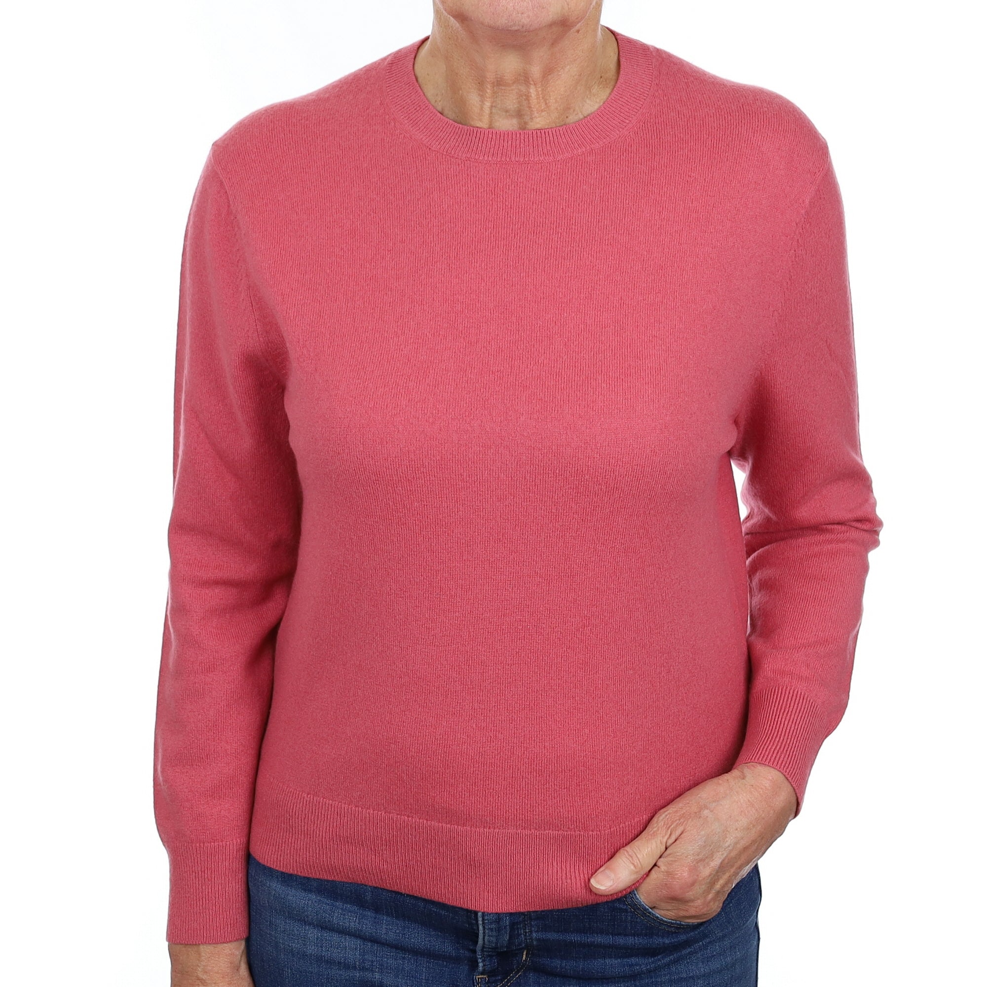 Rose Pink Cashmere Crew Neck Jumper Medium