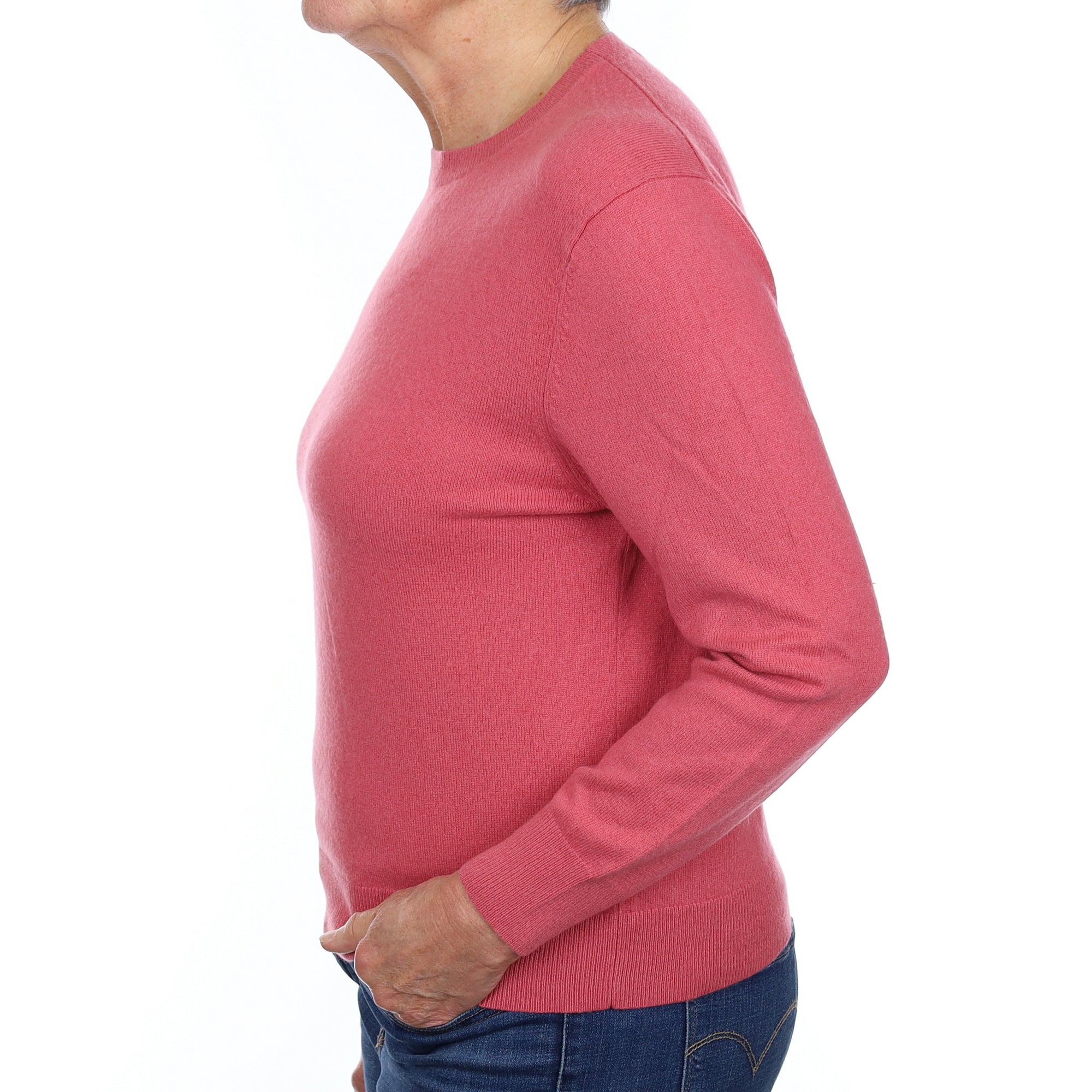 Rose Pink Cashmere Crew Neck Jumper Medium