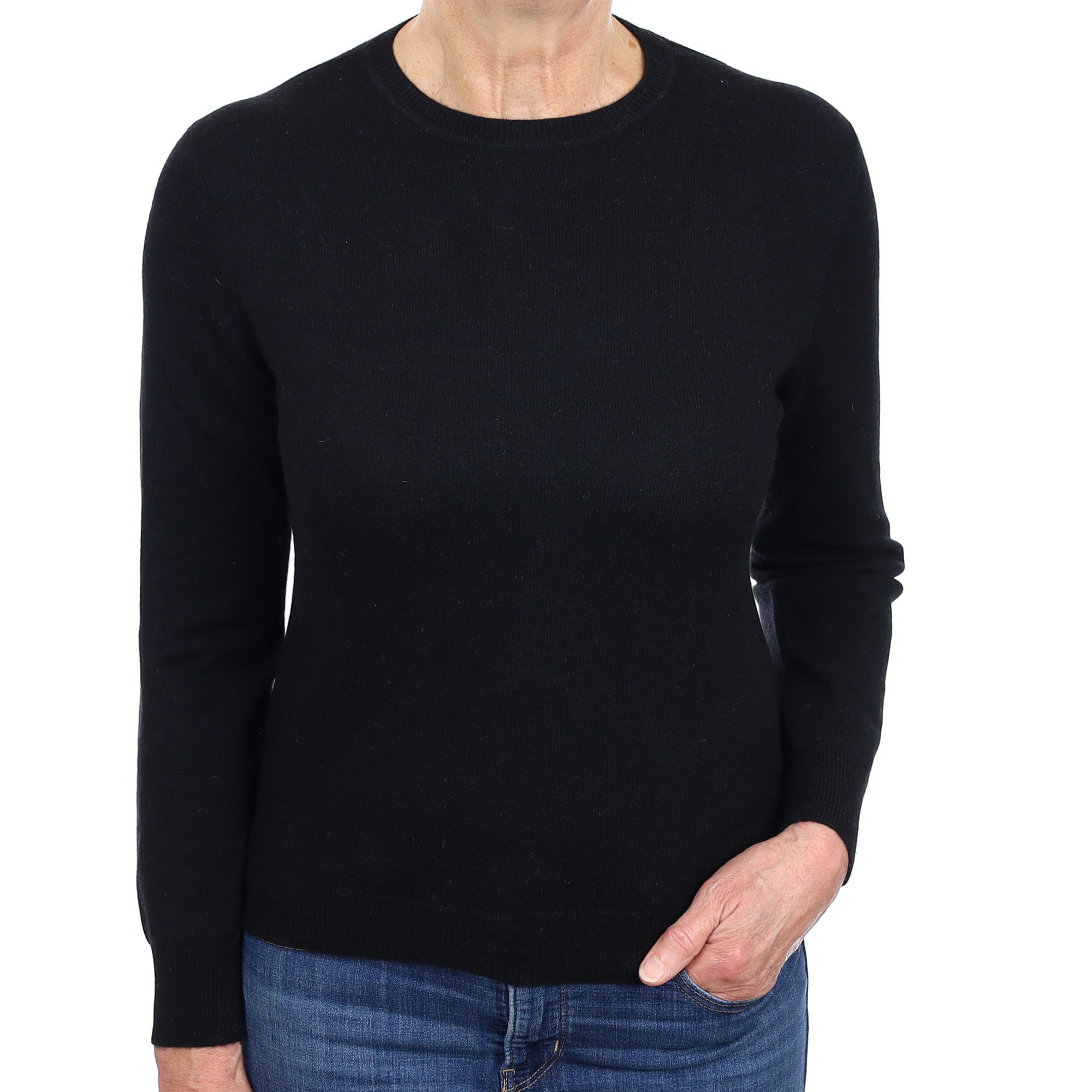 Black Cashmere Crew Neck Jumper Medium