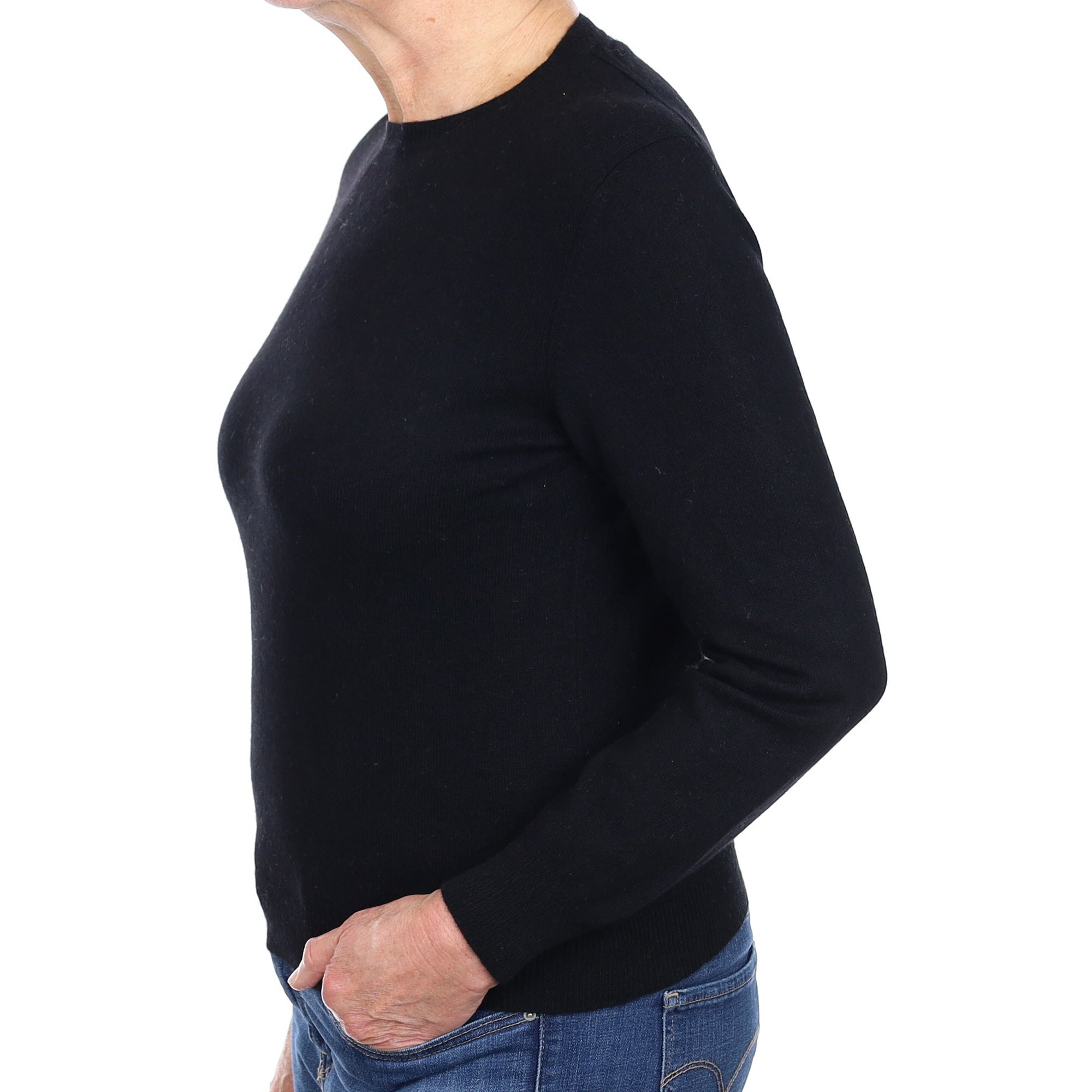 Black Cashmere Crew Neck Jumper Medium