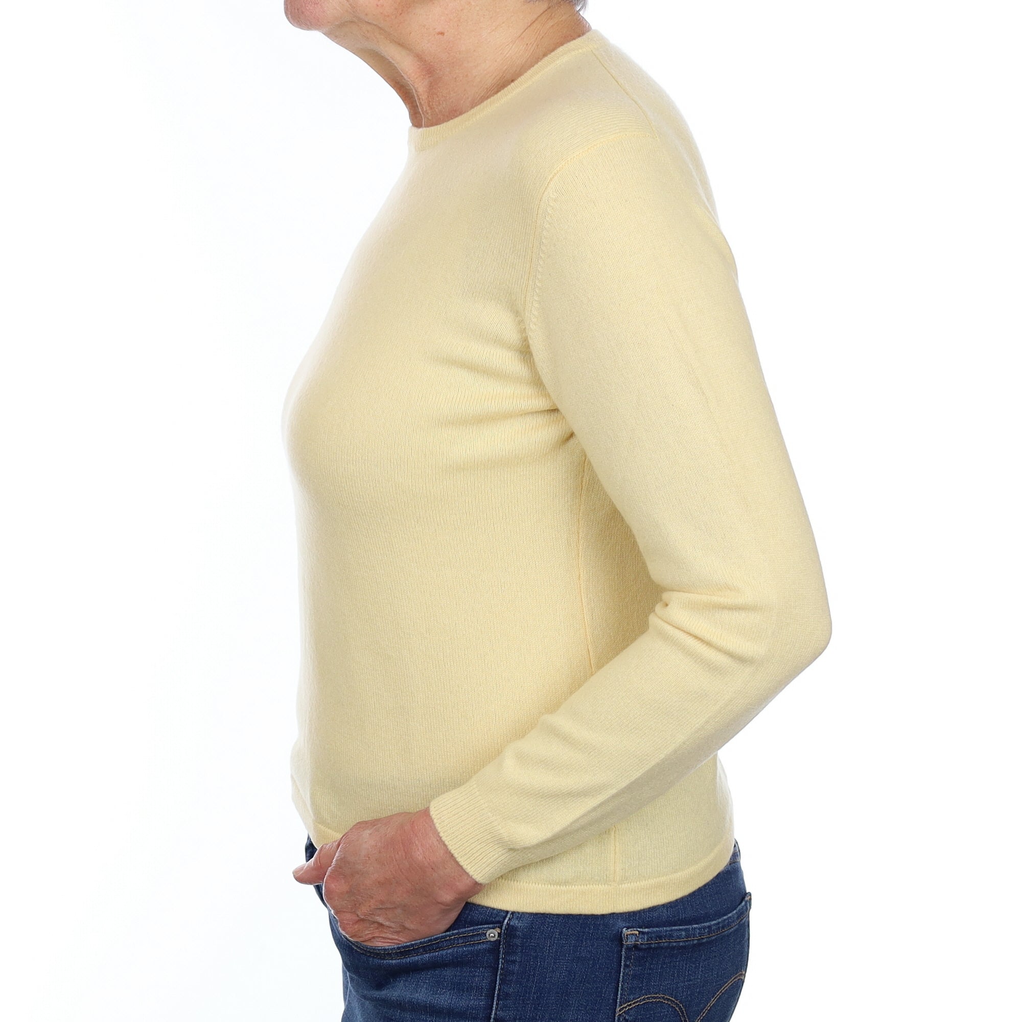 Custard Yellow Cashmere Crew Neck Jumper Medium