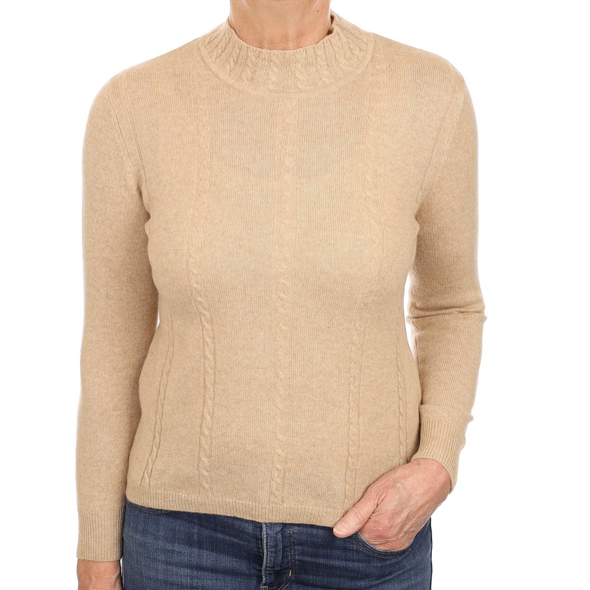 Caramel Brown Cashmere Turtle Neck Jumper Medium