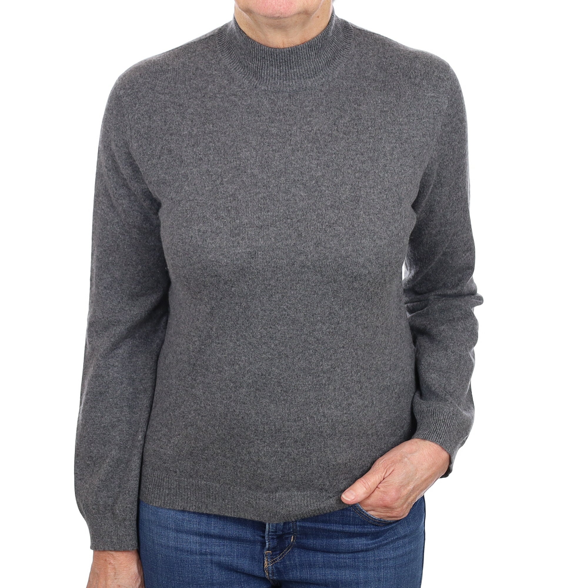 Slate Grey Cashmere Turtle Neck Jumper Medium