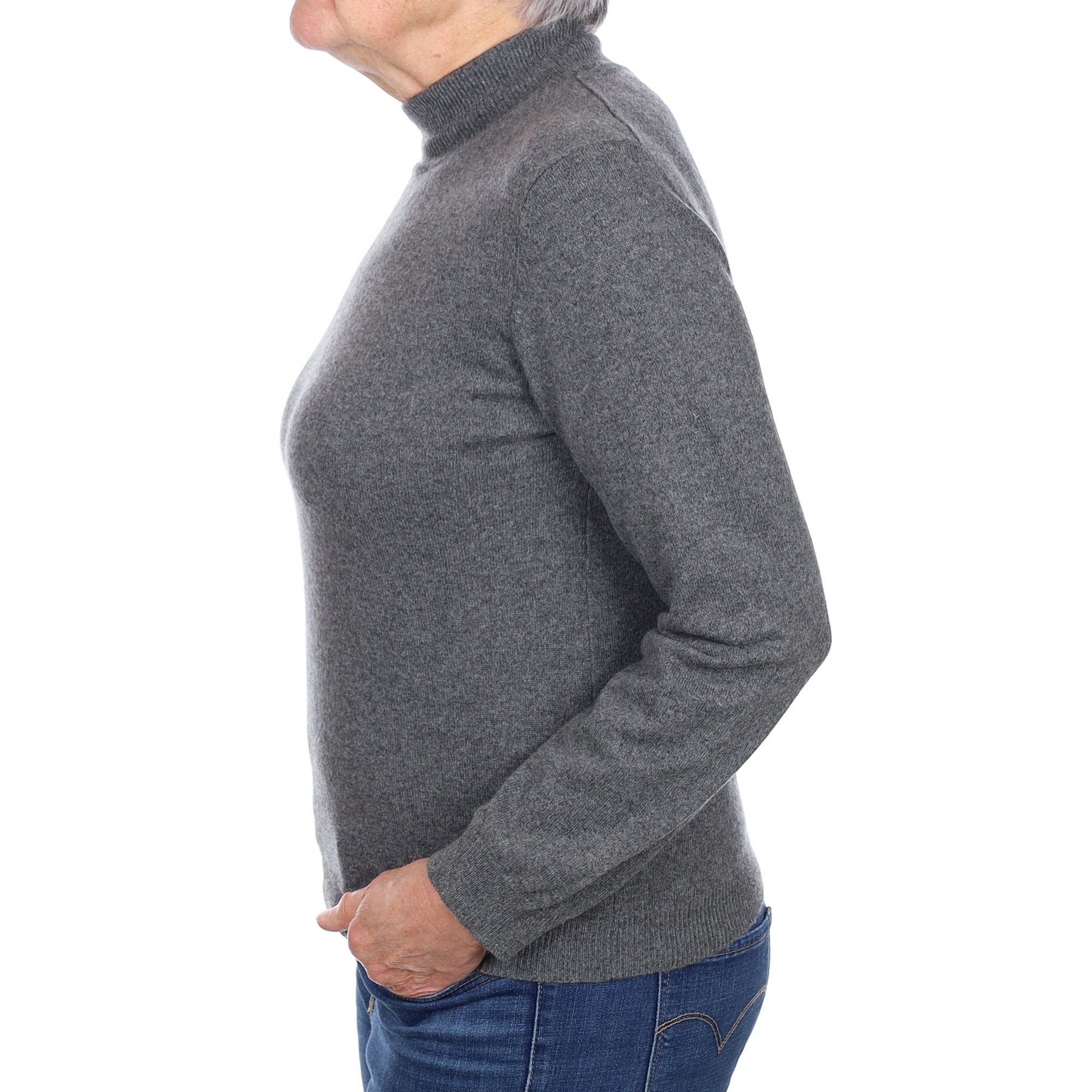 Slate Grey Cashmere Turtle Neck Jumper Medium