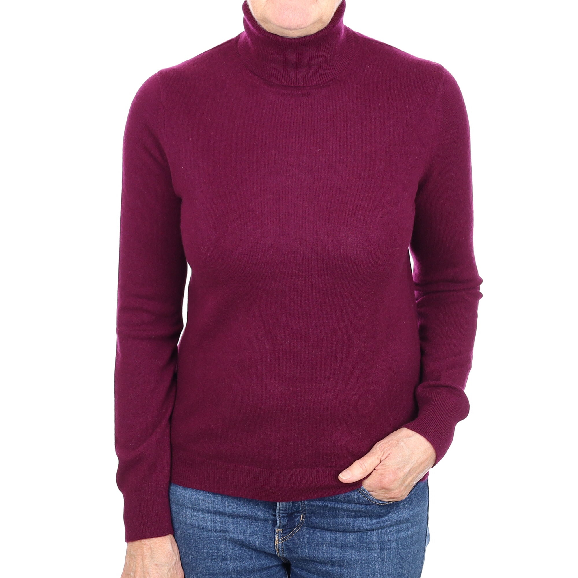 Mulberry Purple Cashmere Polo Neck Jumper Medium
