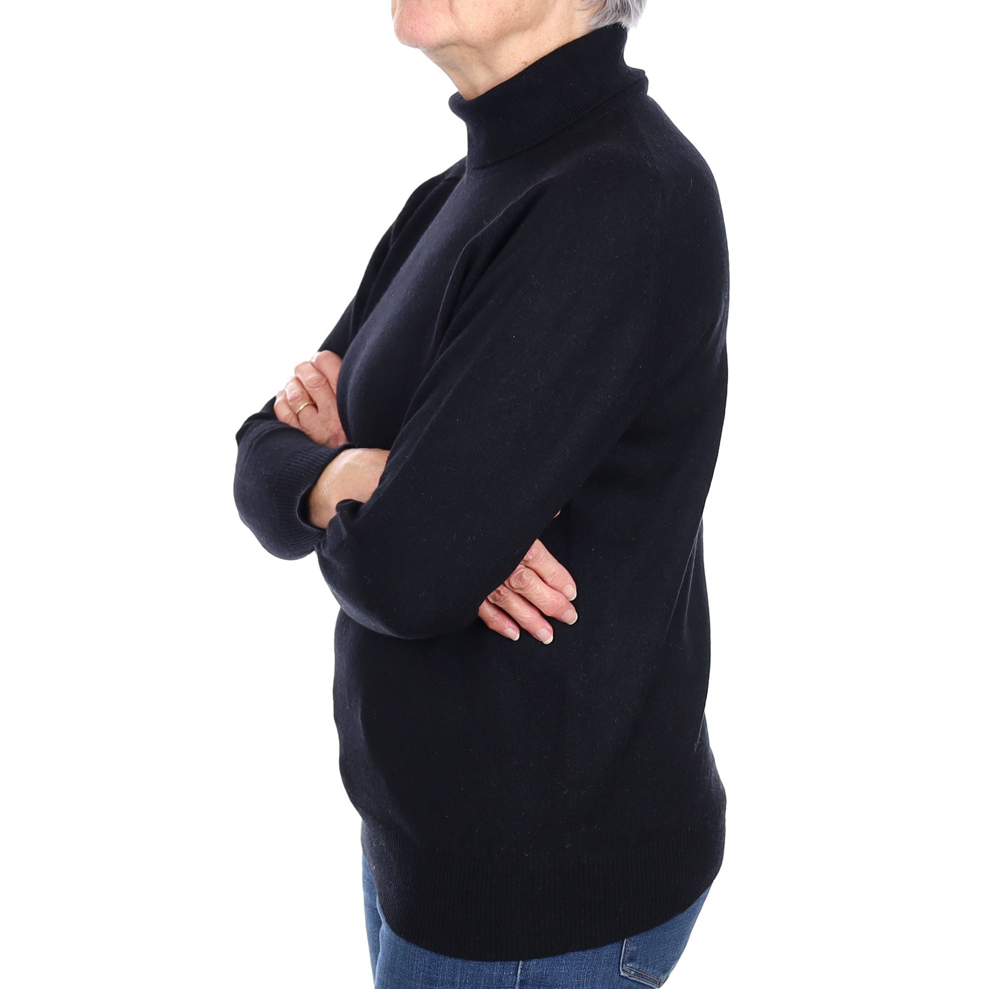 Black Cashmere Polo Neck Jumper Medium
