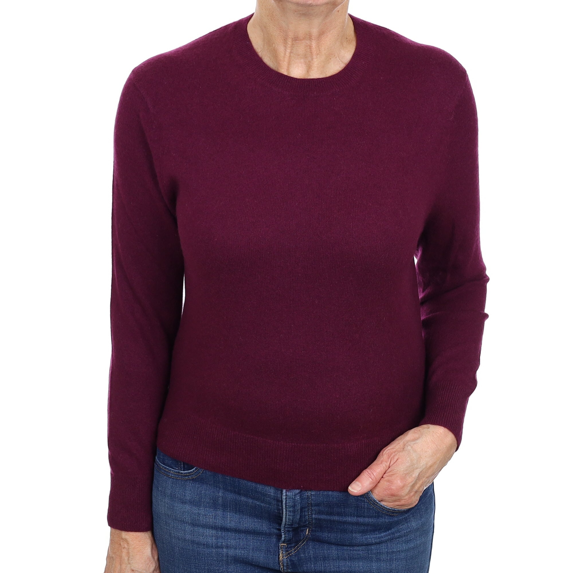 Fig Purple Cashmere Crew Neck Jumper Medium