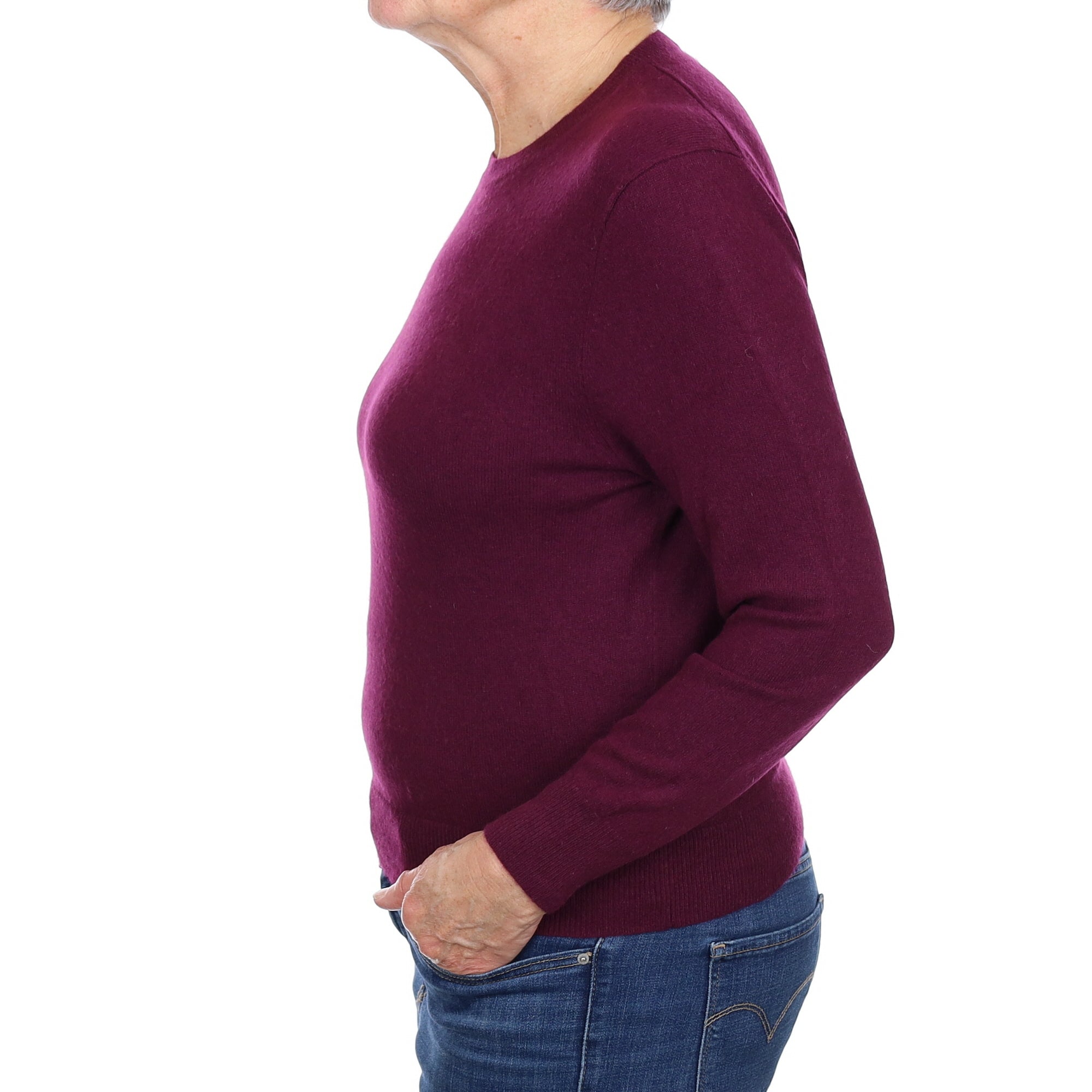 Fig Purple Cashmere Crew Neck Jumper Medium