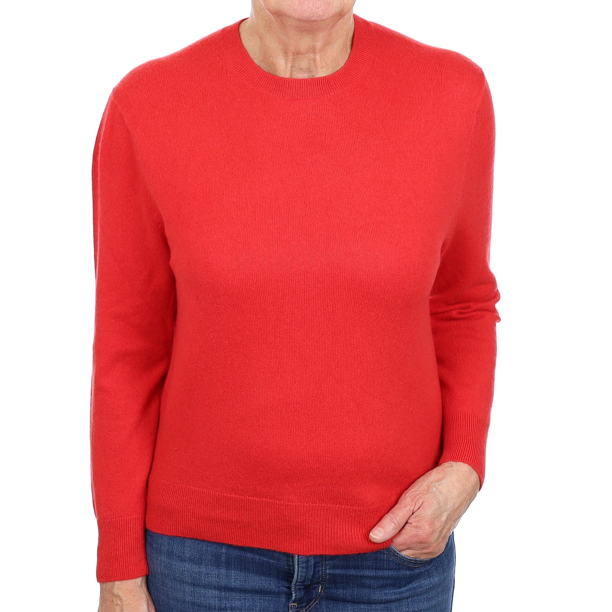 Vermillion Red Cashmere Crew Neck Jumper Medium