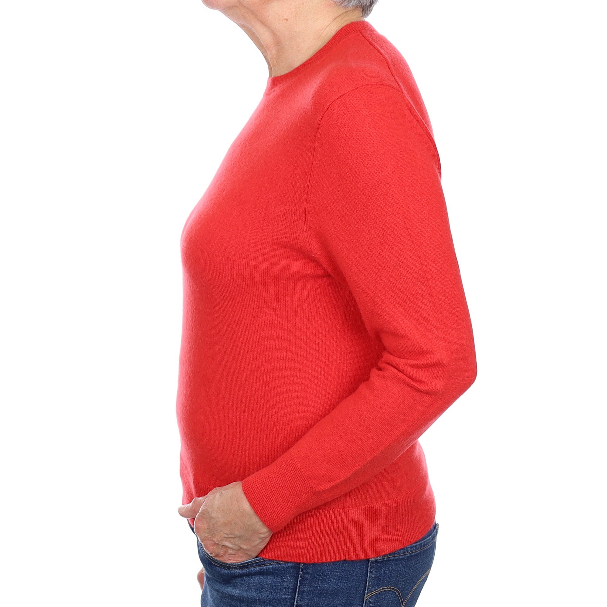 Vermillion Red Cashmere Crew Neck Jumper Medium