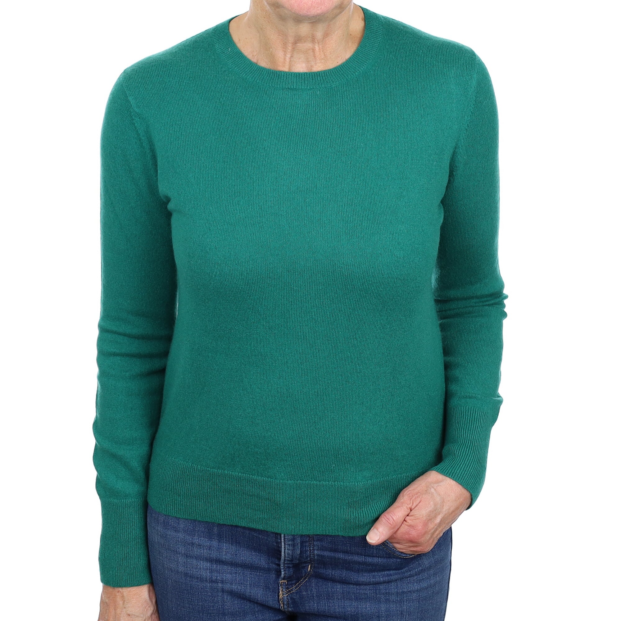 Shamrock Green Cashmere Crew Neck Jumper Medium