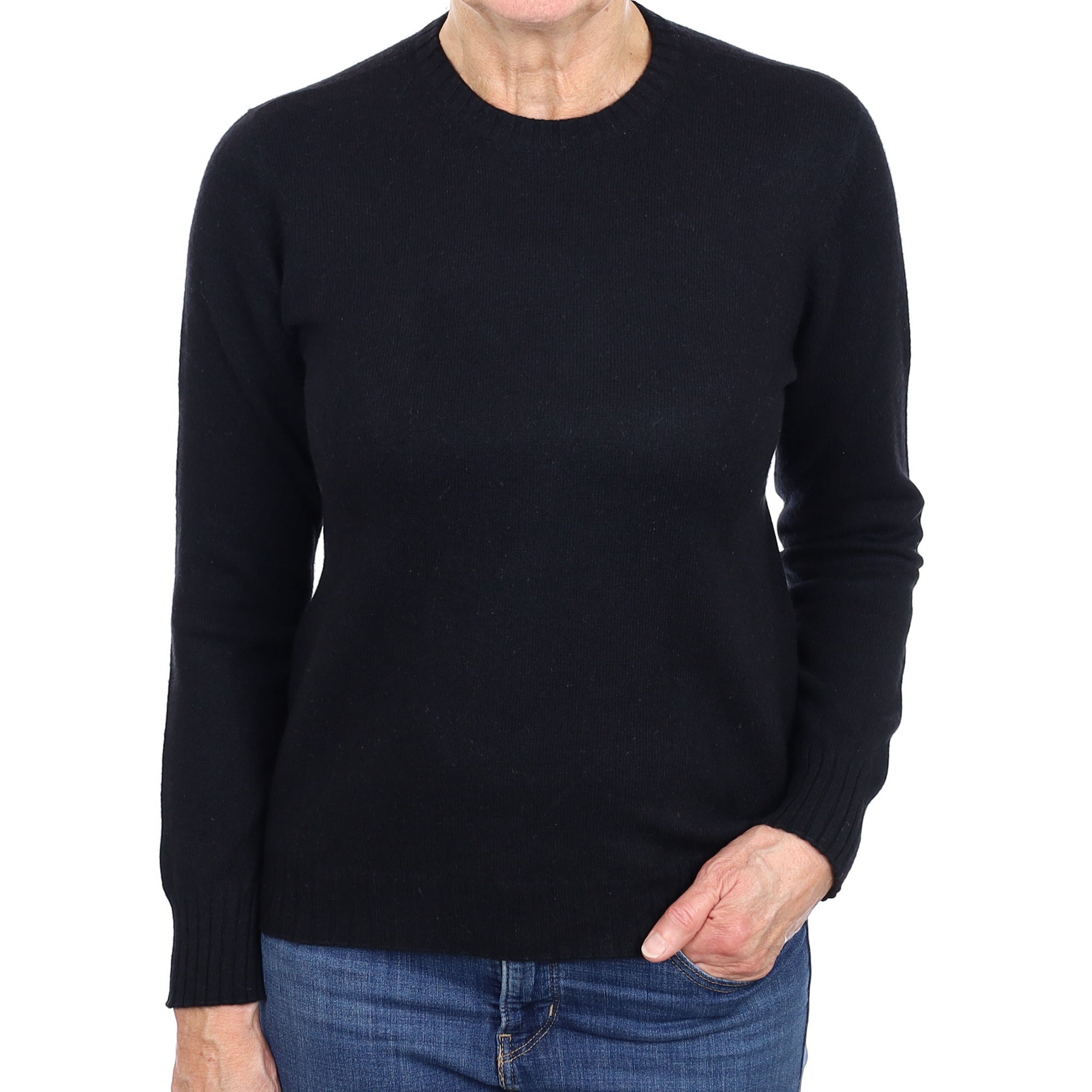 Black Cashmere Crew Neck Jumper Medium