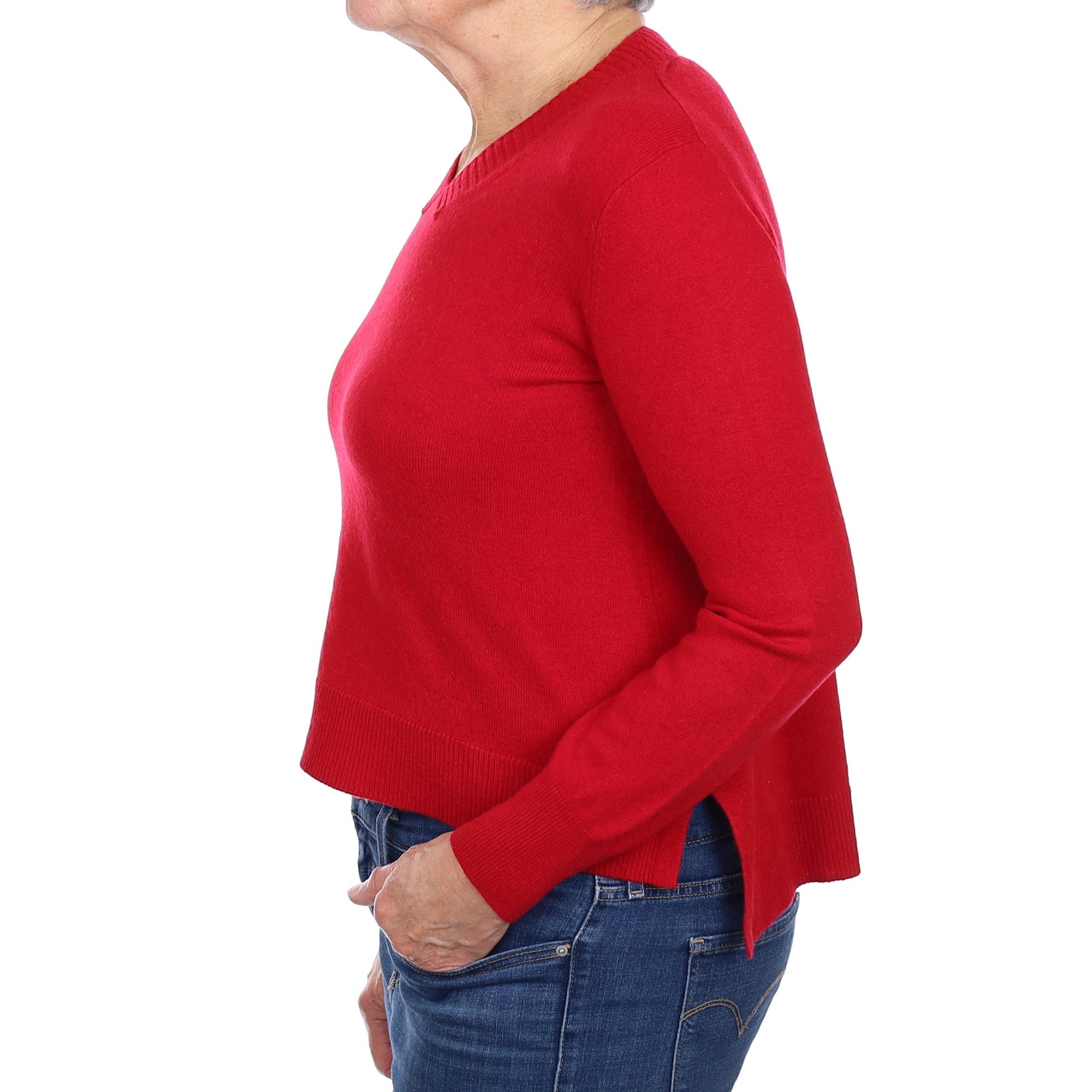 Ruby Red Cashmere V Neck Jumper Medium