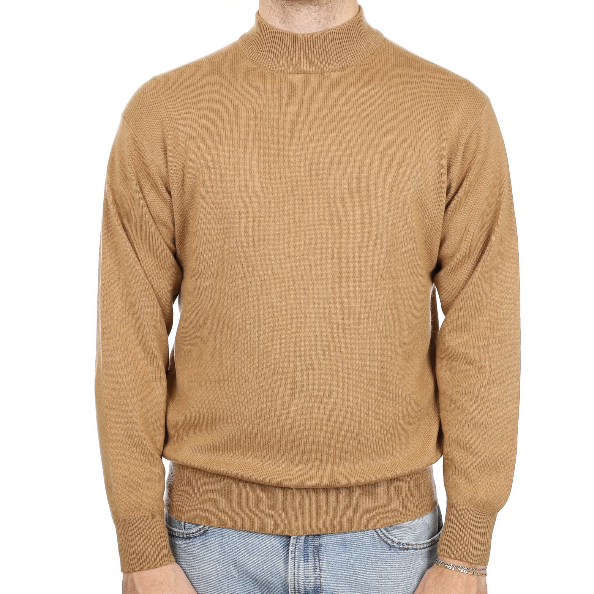 Men's Butterscotch Brown Cashmere Turtle Neck Jumper Large