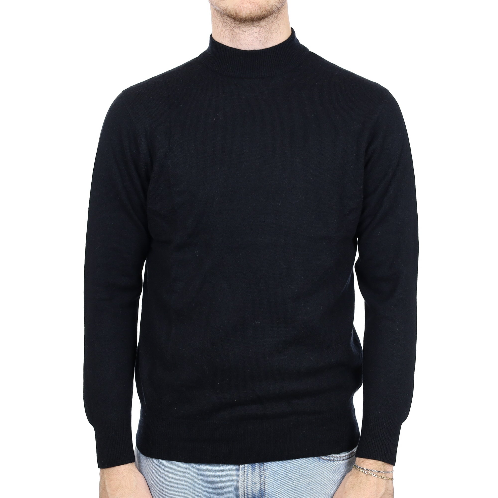 Men's Black Cashmere Turtle Neck Jumper Large