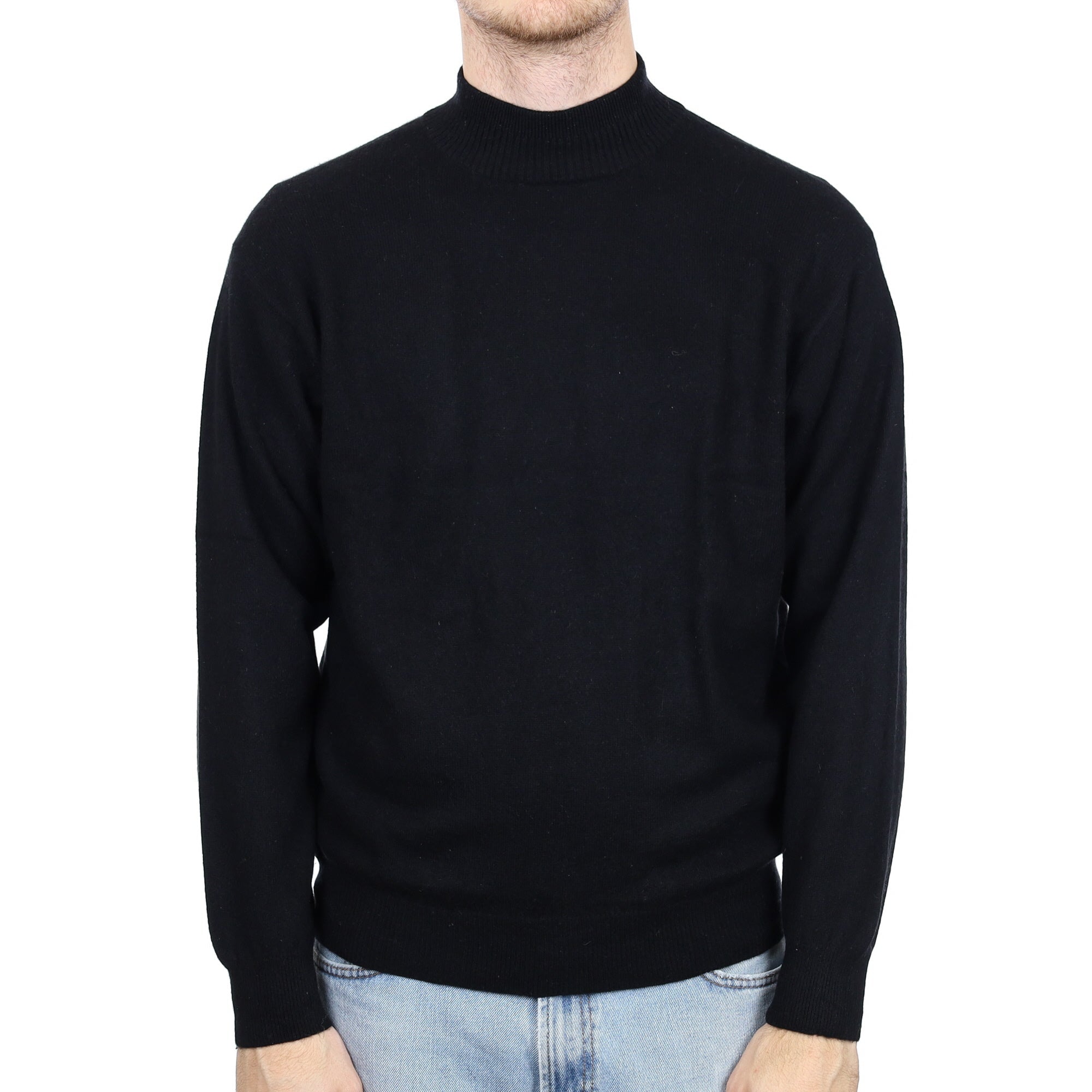 Men's Black Cashmere Turtle Neck Jumper Large