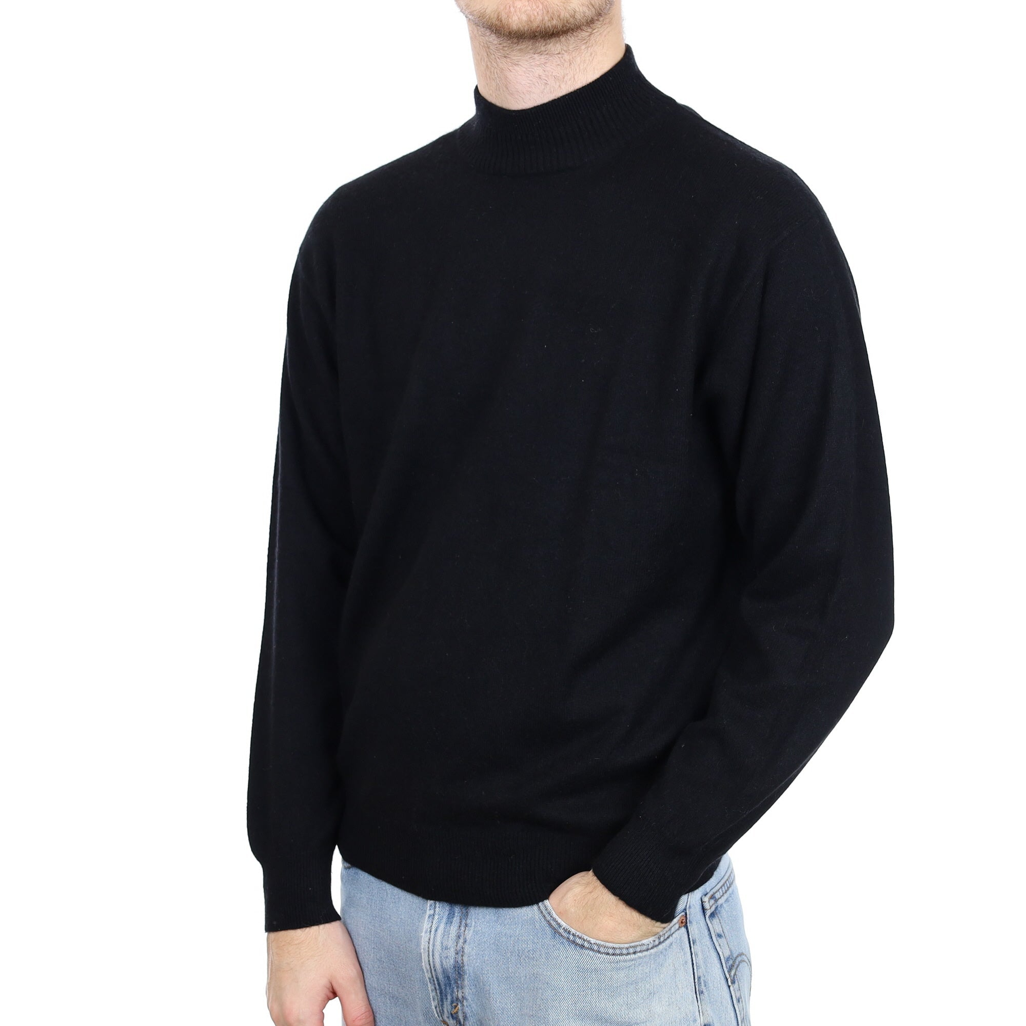 Men's Black Cashmere Turtle Neck Jumper Large
