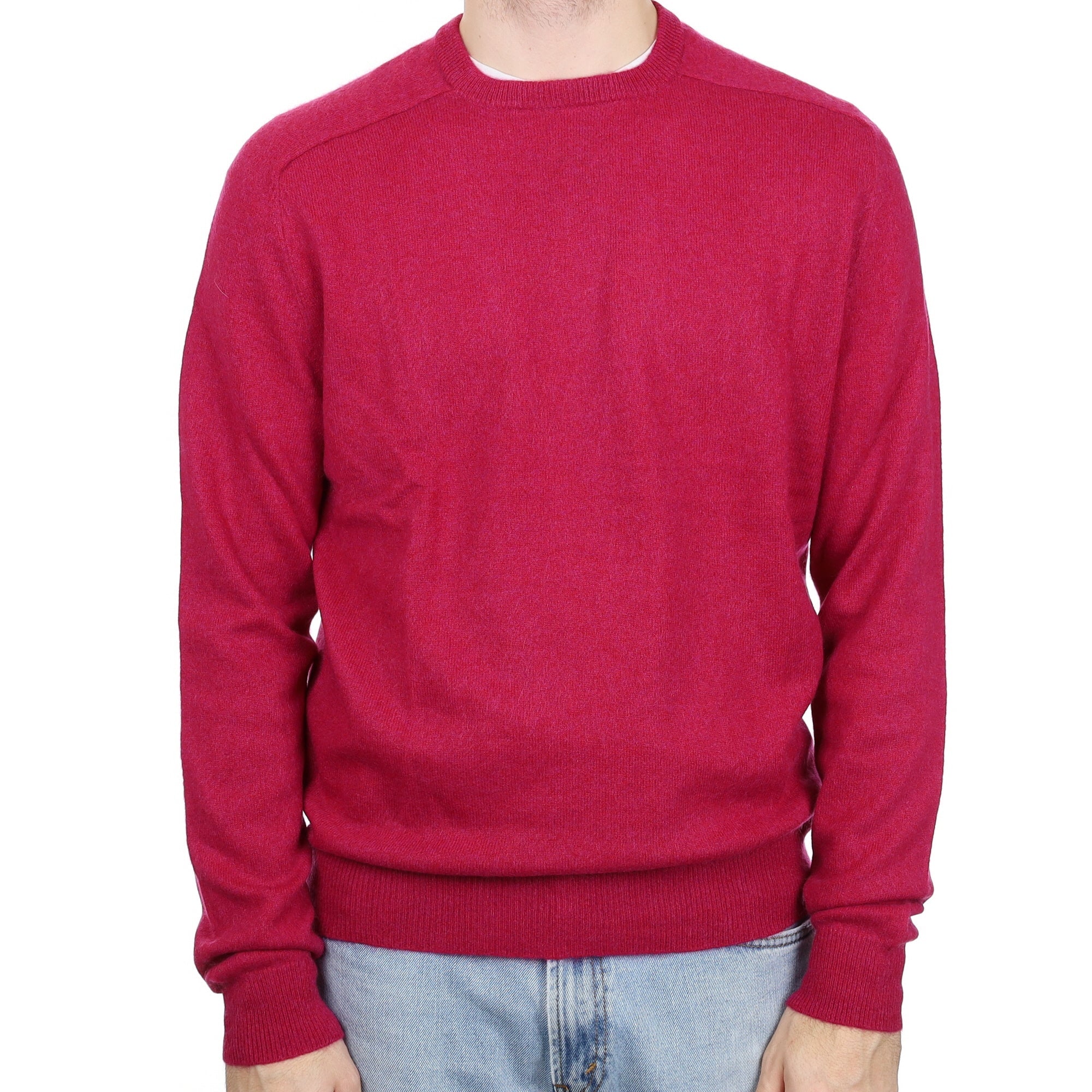 Men's Cherry Pink Cashmere Crew Neck Jumper Large