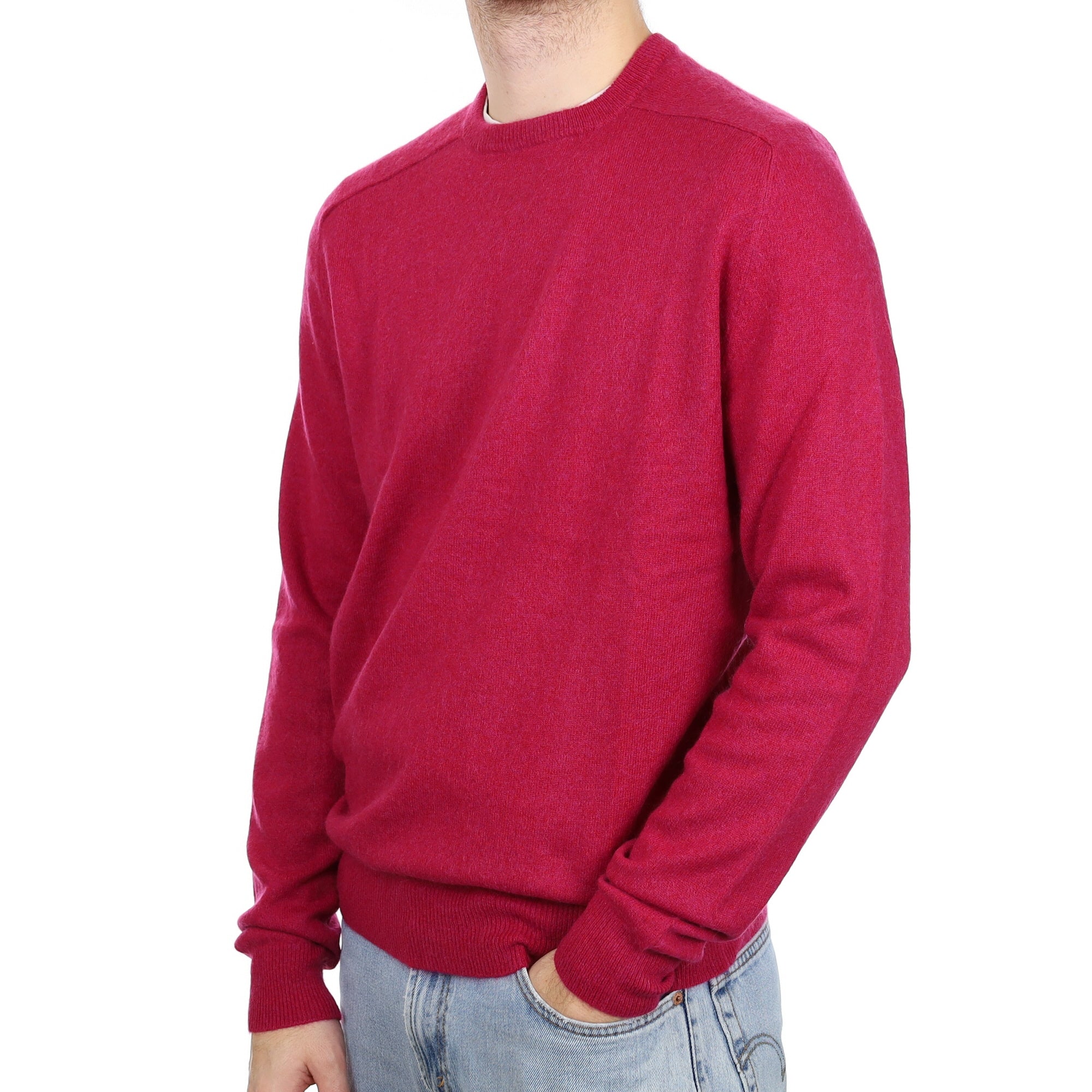 Men's Cherry Pink Cashmere Crew Neck Jumper Large